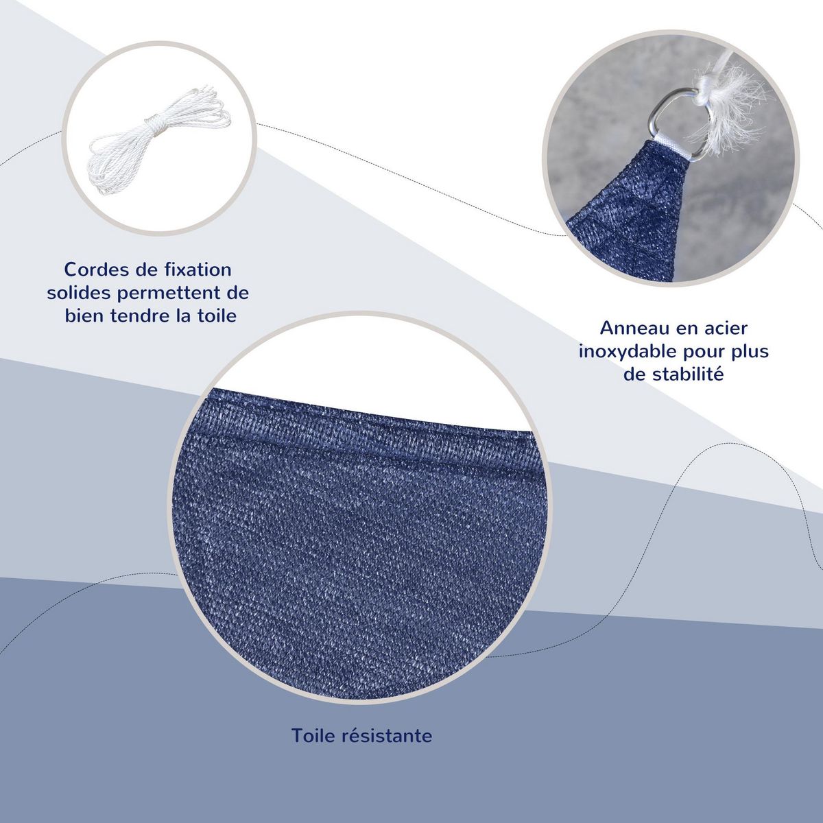 OUTSUNNY Voile d'ombrage rectangulaire anti-UV HDPE 4L x 3l m bleu