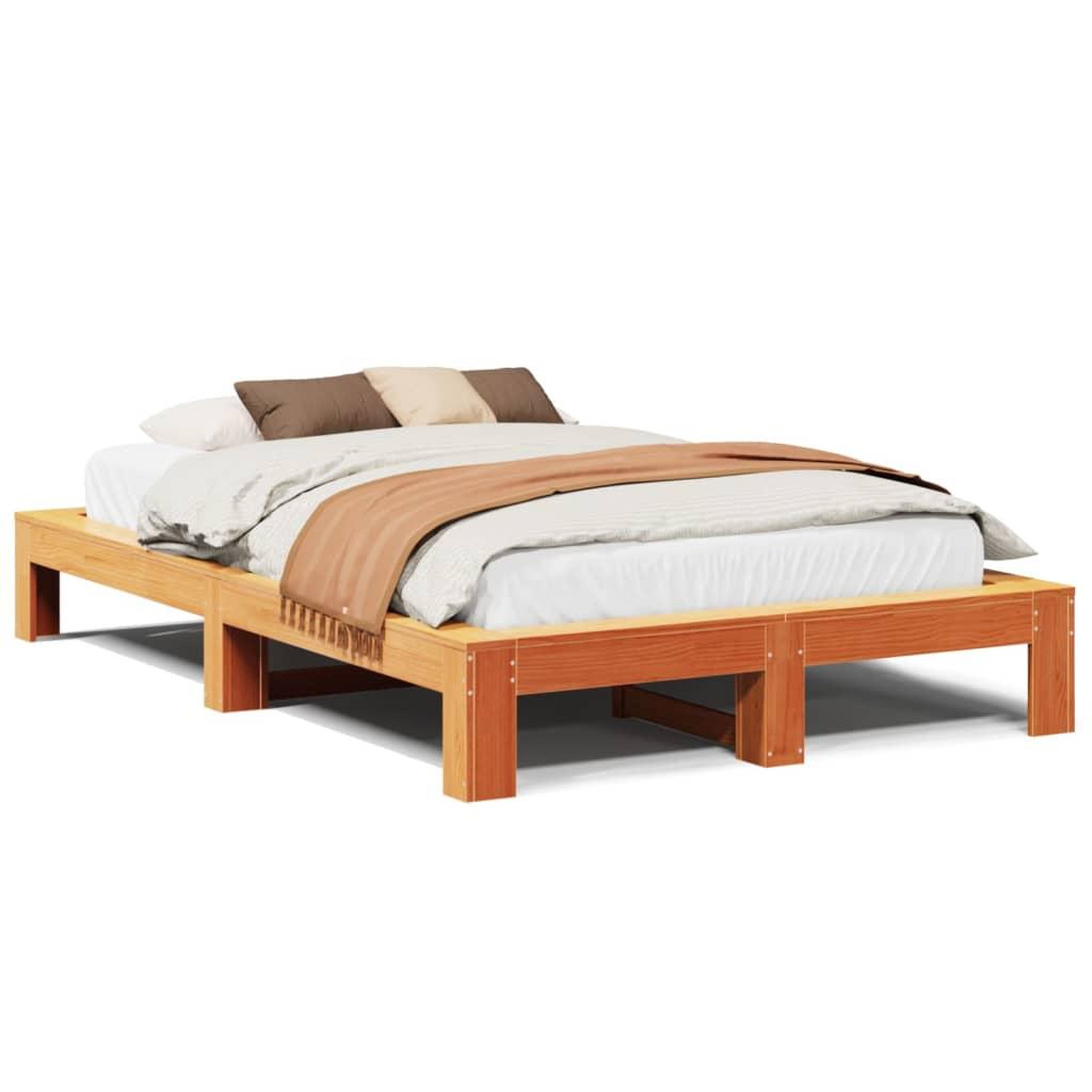Voir la diapositive 2 : VIDAXL Cadre de lit sans matelas cire marron 120x200cm bois pin massif