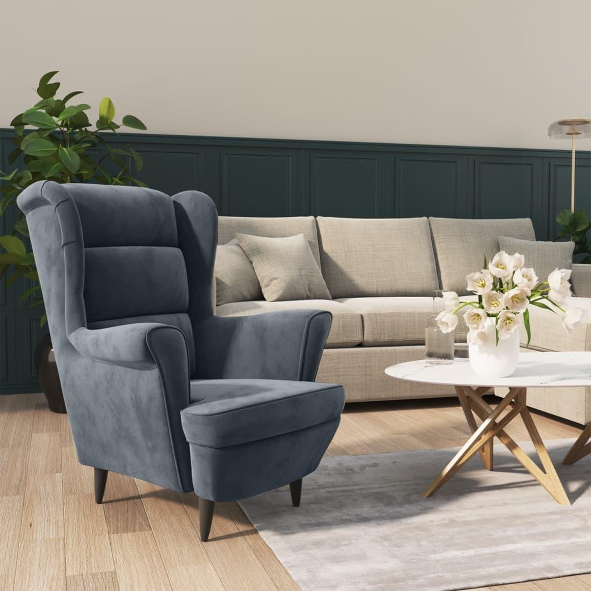 VIDAXL Fauteuil gris fonce velours