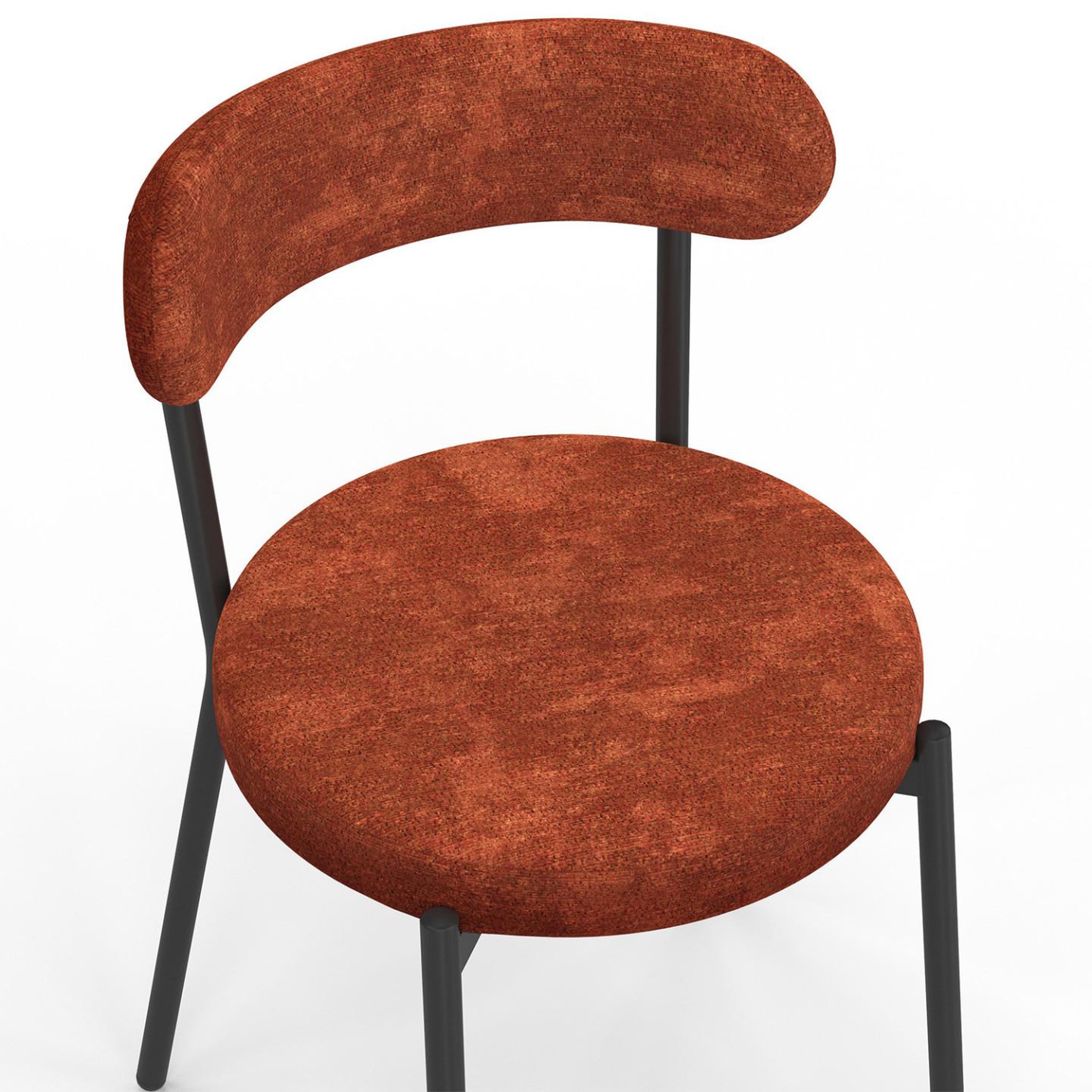 Voir la diapositive 6 : ID MARKET Lot de 6 chaises miki dossier incurvé en tissu chenille mix color terracotta x2, écru x2, gris foncé x2 pieds en métal noir