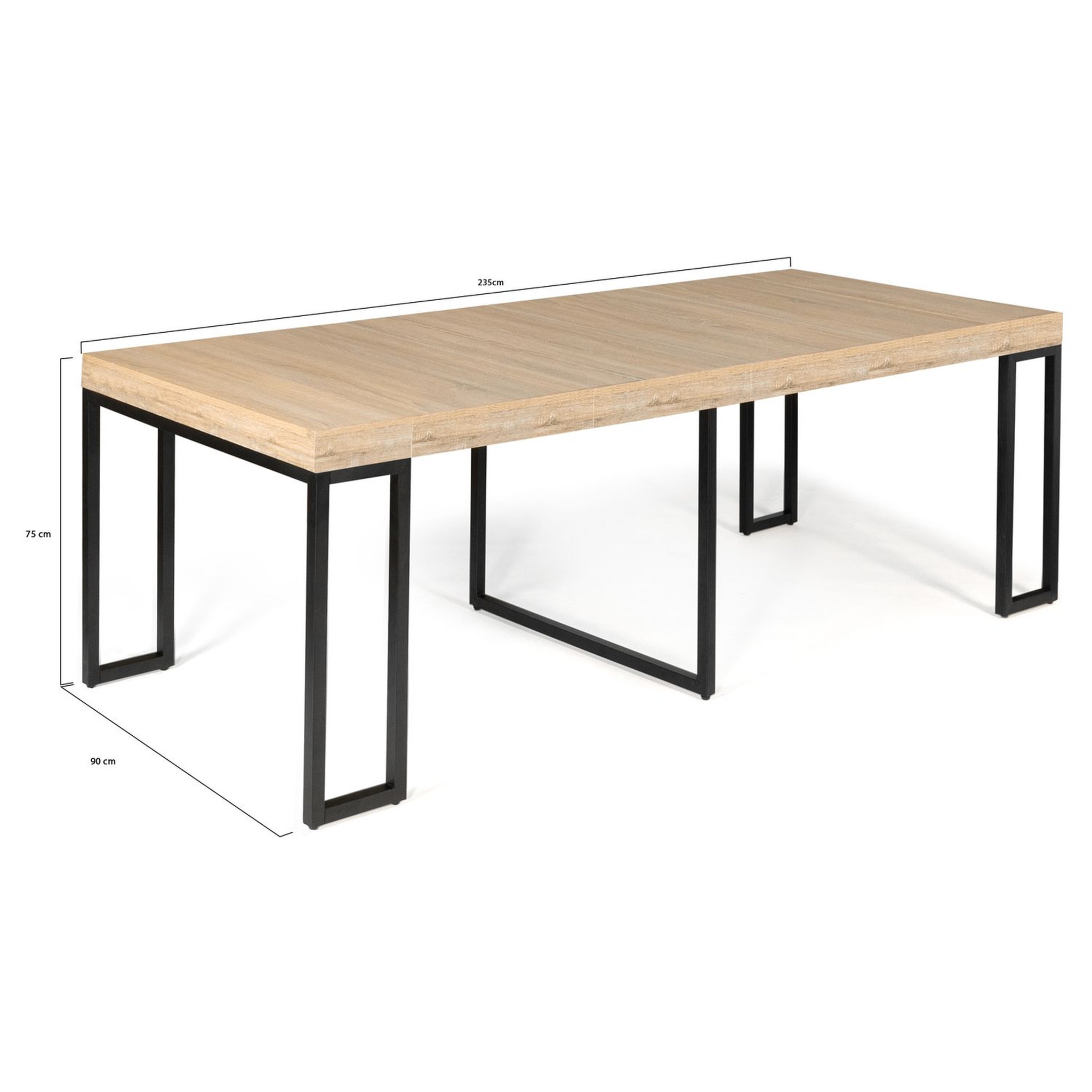 Voir la diapositive 9 : Table console extensible avec rallonges style industriel 45/235 cm HOUSTON  