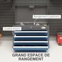 Voir la diapositive 4 : HOMCOM Boite à outils métallique caisse à outils - 4 tiroirs + plateau verrouillables - tapis EVA poignées tôle acier gris bleu