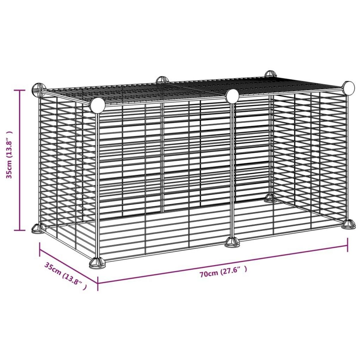 VIDAXL Cage animaux de compagnie a 8 panneaux Noir 35x35 cm Acier