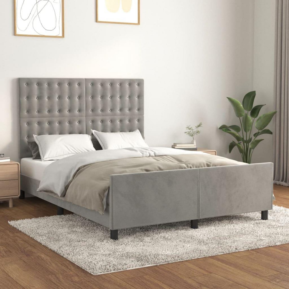 VIDAXL Cadre de lit sans matelas gris clair 140x190 cm velours