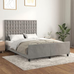 VIDAXL Cadre de lit sans matelas gris clair 140x190 cm velours