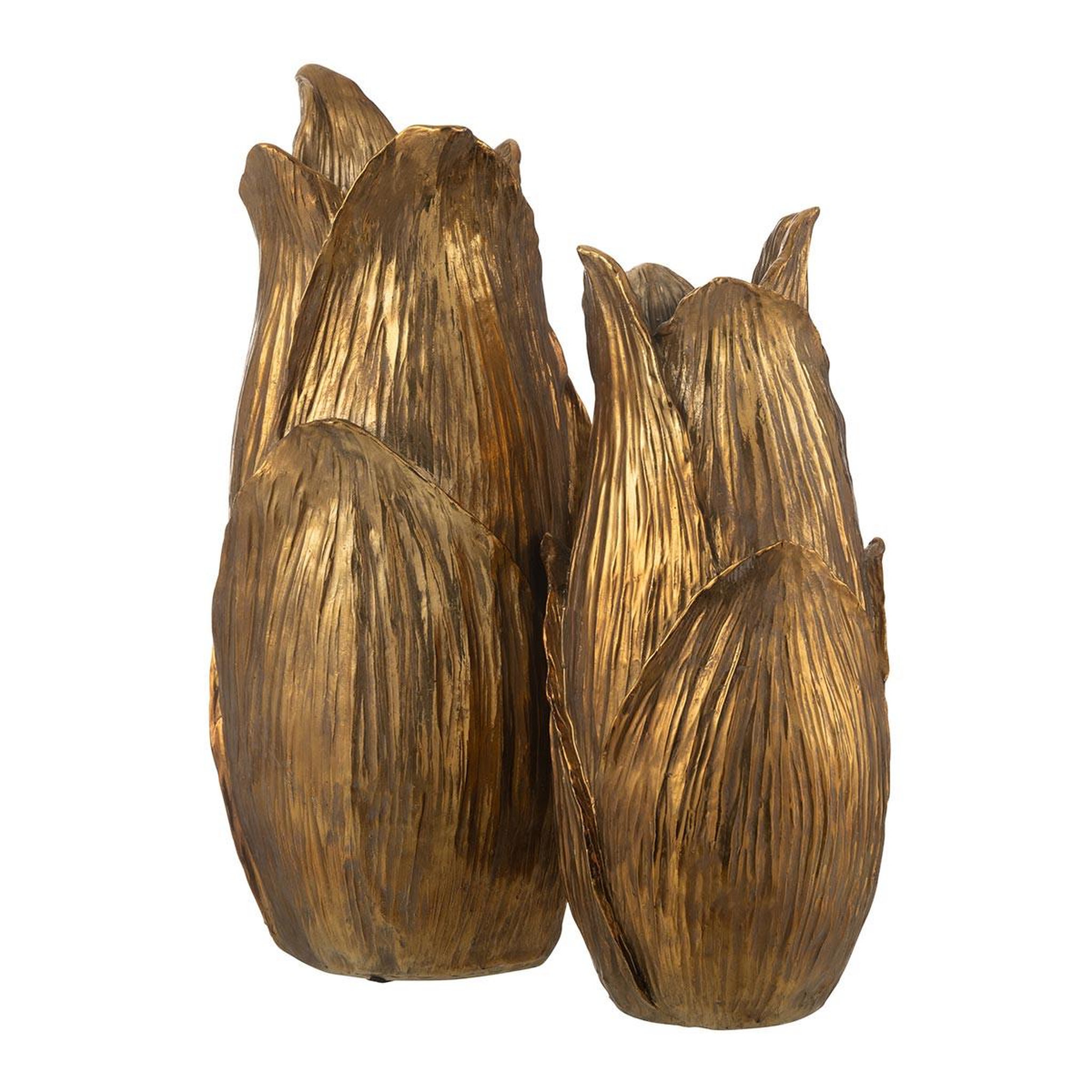 Voir la diapositive 2 : J-LINE Vase design pétales  nebu  51cm or