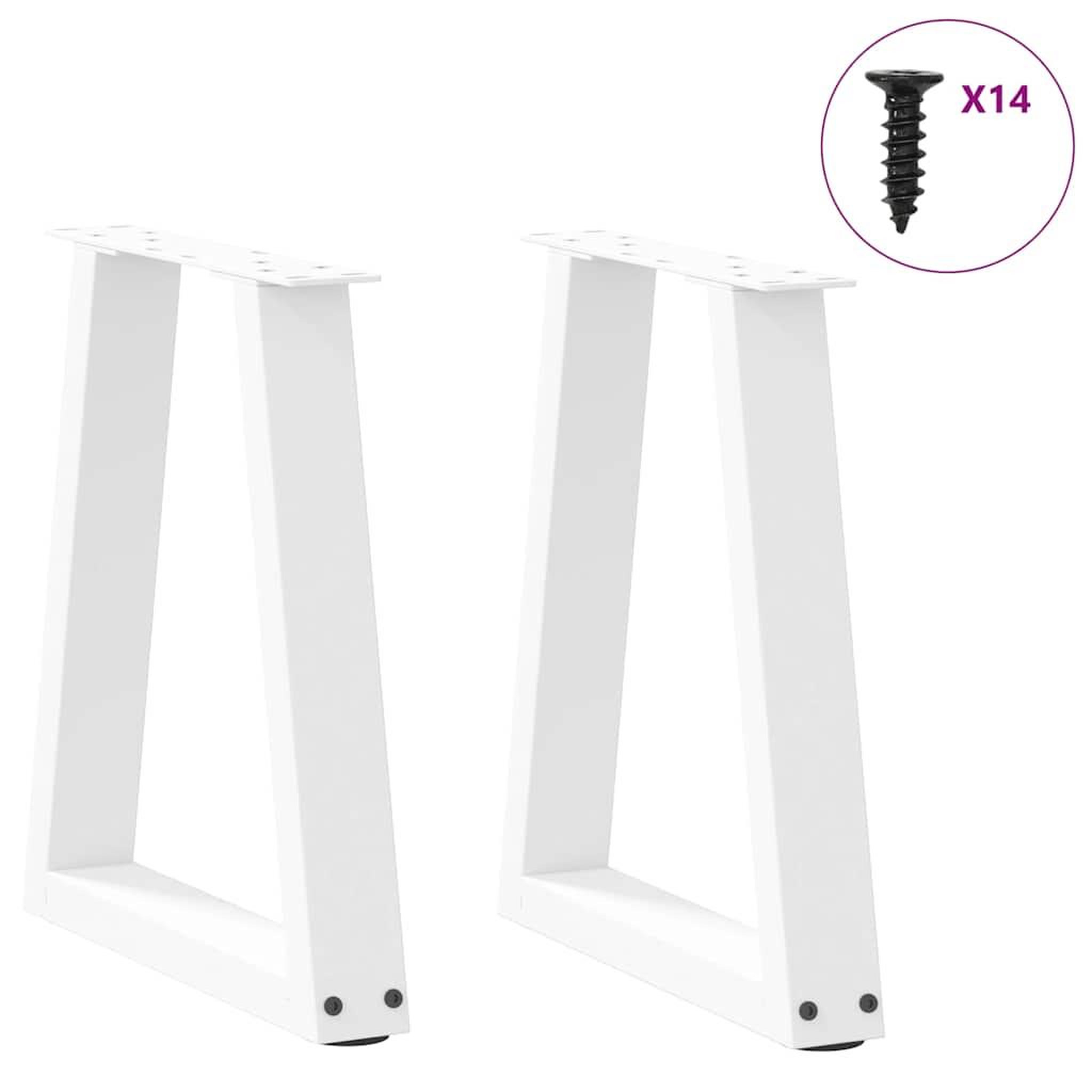 Voir la diapositive 3 : VIDAXL Pieds de table a manger forme de V 2 pcs blanc 38x(42-43,3) cm