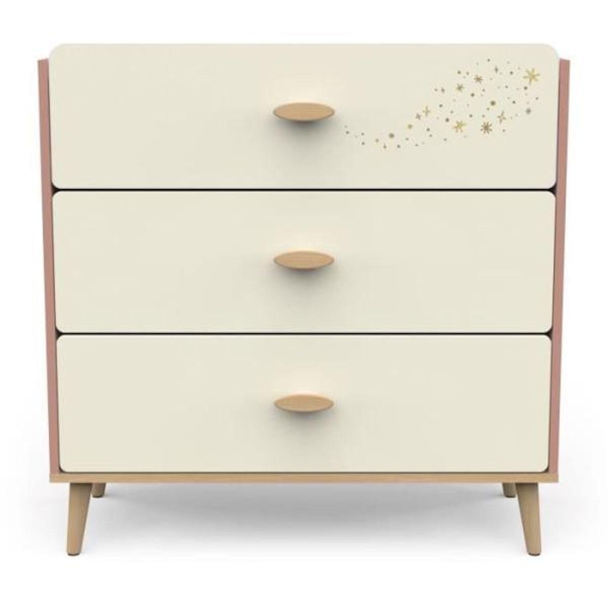 Demeyere Commode SUZIE - 3 tiroirs - Couleur Chene et Abricot - L86,9 x P39,6 x H88,5 cm - DEMEYERE