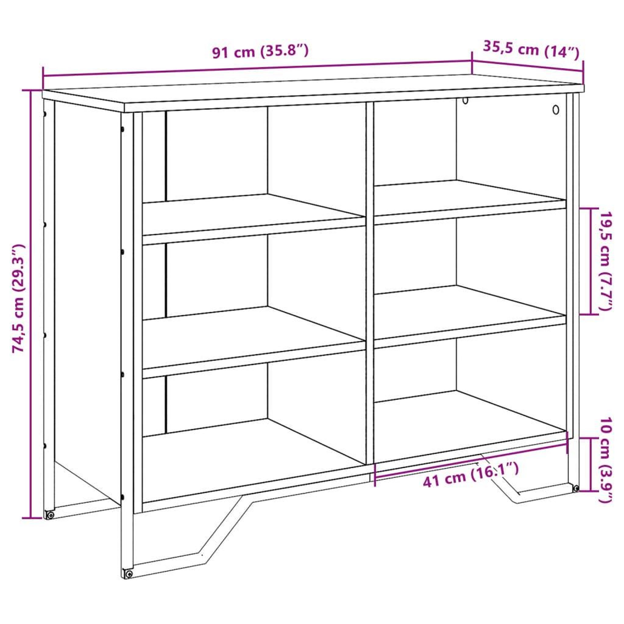 Voir la diapositive 6 : VIDAXL Buffet chene sonoma 91x35,5x74,5 cm bois d'ingenierie