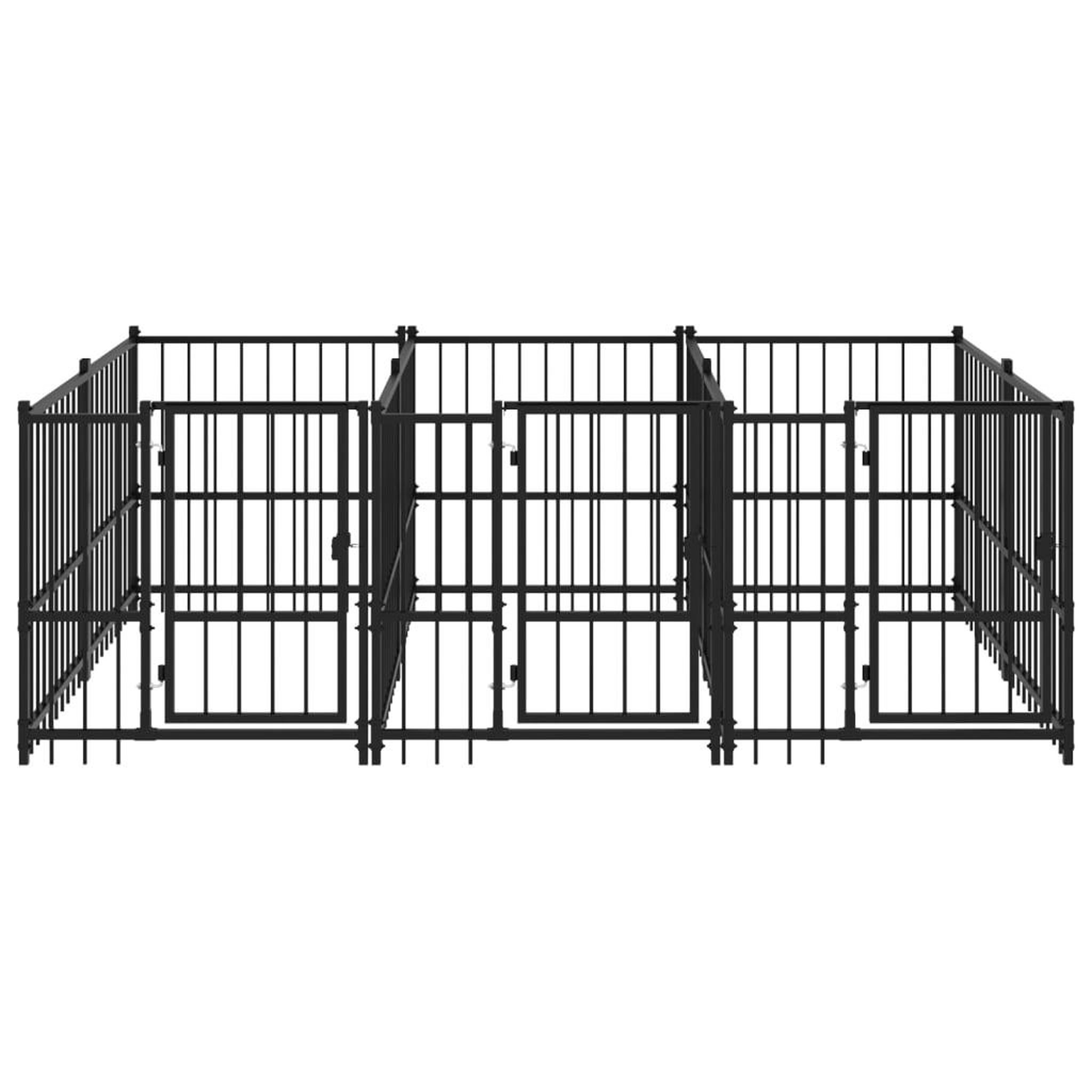 Voir la diapositive 3 : VIDAXL Chenil d'exterieur pour chiens Acier 5,63 m²