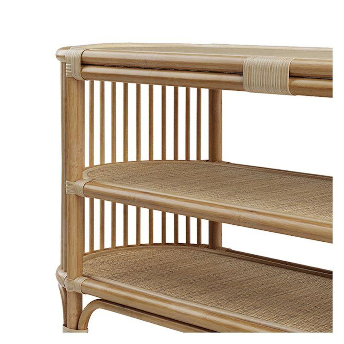 MAISON PAVANE Console 140 cm en rotin naturel avec étagères-Marthe