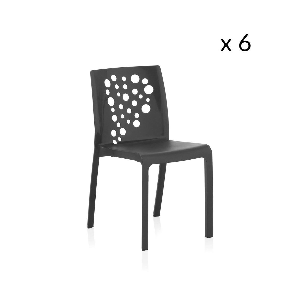 CONCEPT USINE Lot de 6 chaises cocktail anthracite COCKTAIL