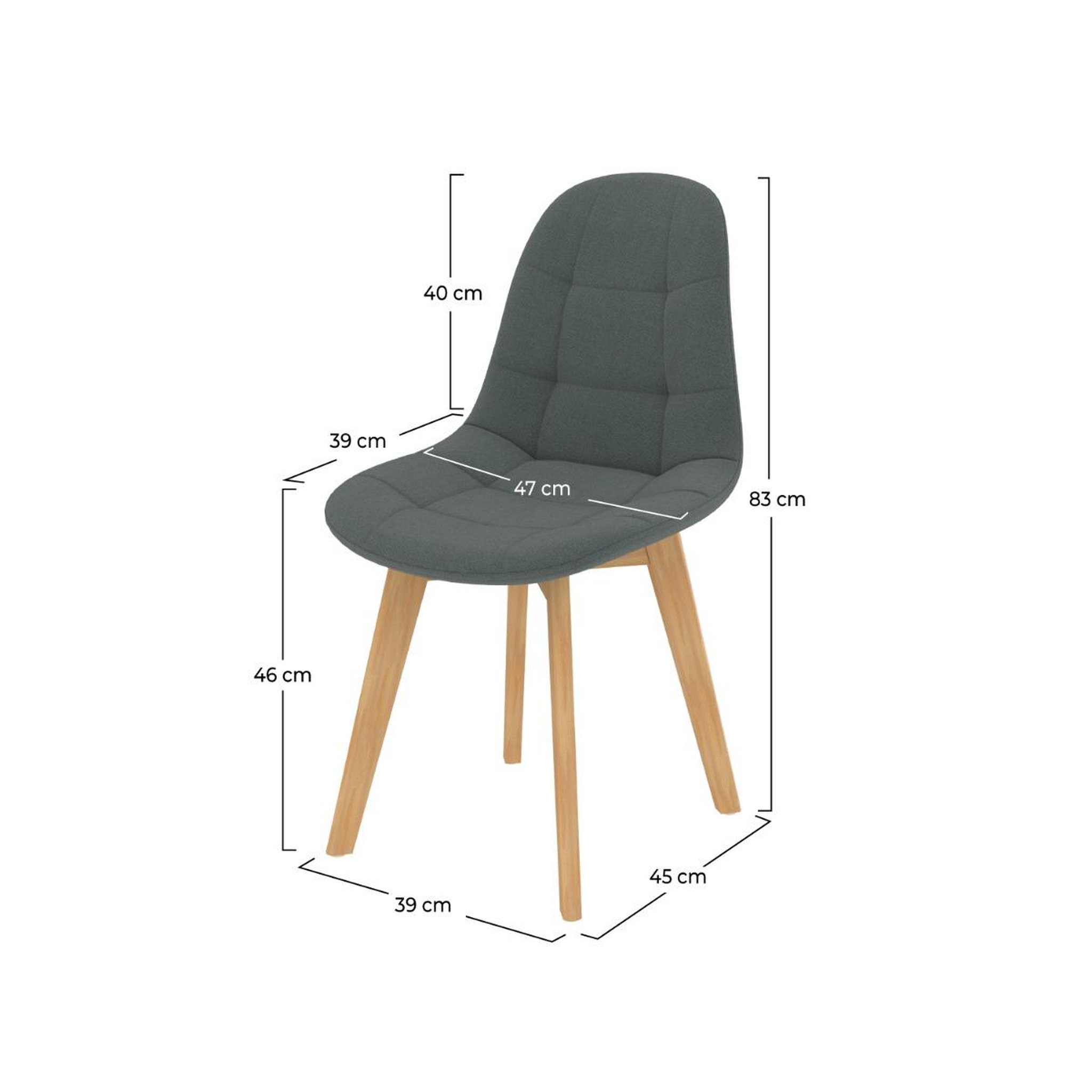 Voir la diapositive 4 : Rendez vous déco Lot de 2 chaises gris foncé et pieds en bois de hêtre - Yolo
