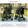 Voir la diapositive 6 : PAWHUT Poussette buggy pliable pour chien chat - 2 attaches, guidon réglable, panier - acier oxford noir