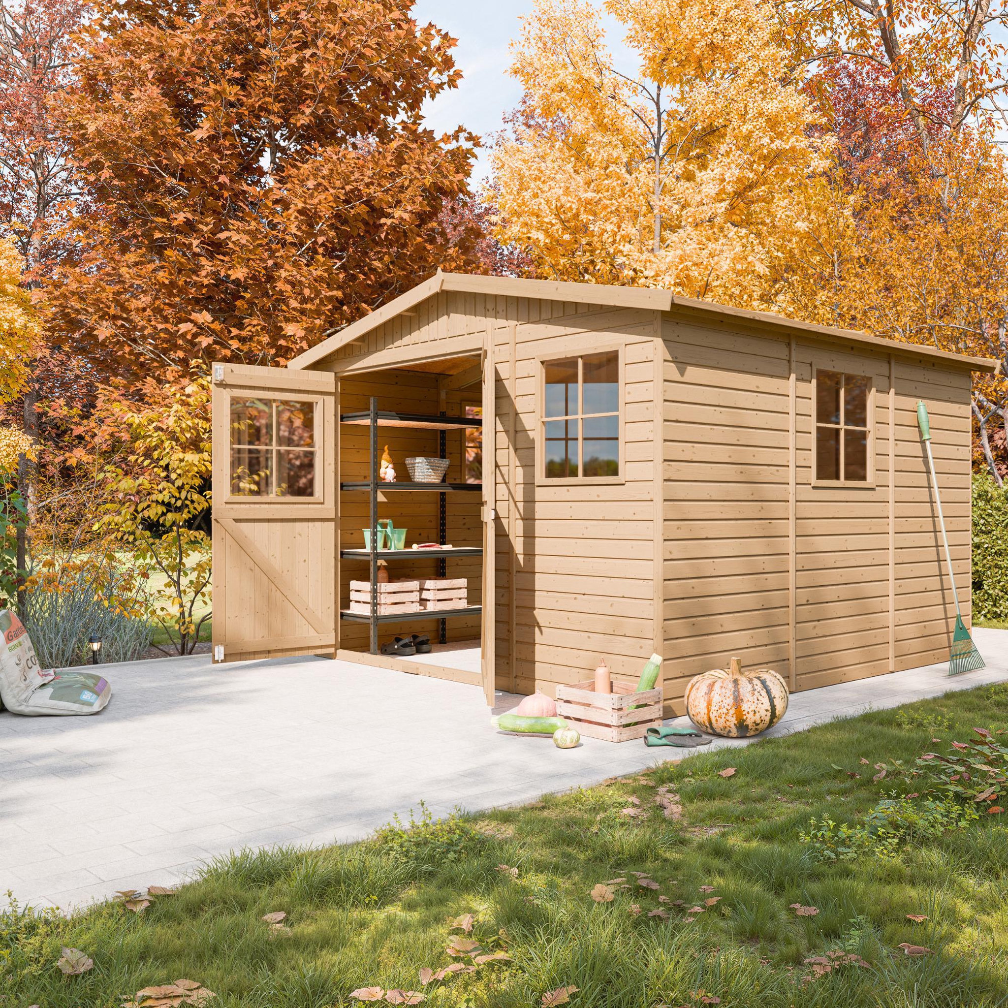 Voir la diapositive 6 : TIMBELA Abri de Jardin en Bois -  H226x316x324 cm/9 m² M335