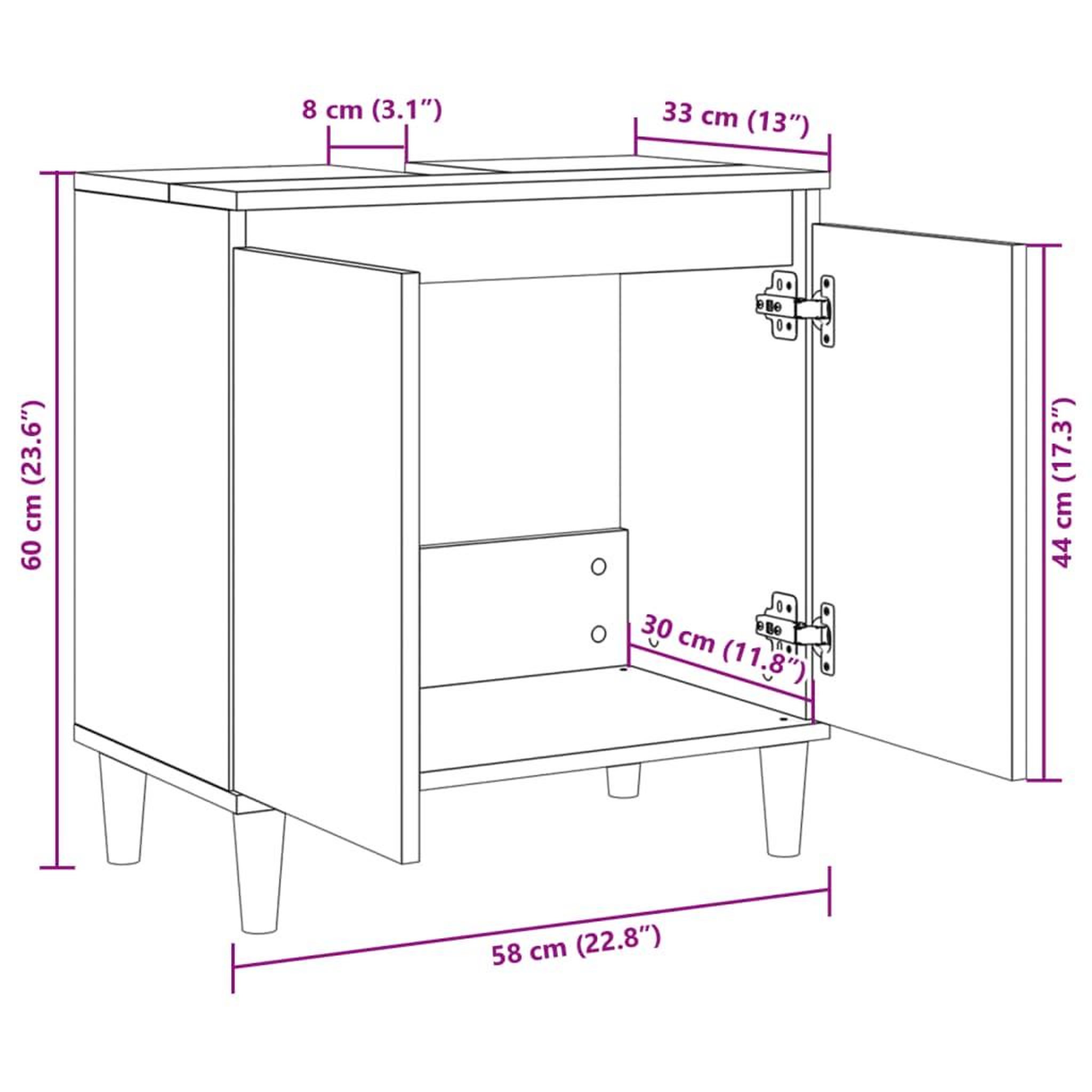 Voir la diapositive 6 : VIDAXL Meuble d'evier chene sonoma 58x33x60 cm bois d'ingenierie