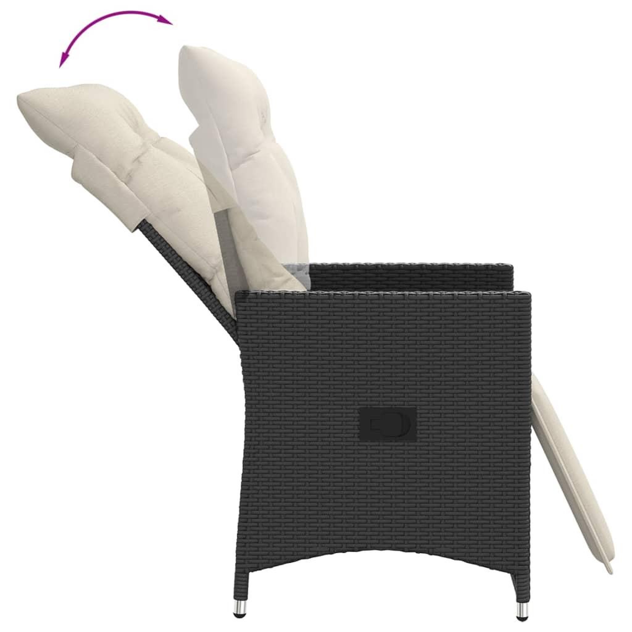 Voir la diapositive 5 : VIDAXL Ensemble de bistro 3 pcs avec coussins noir resine tressee