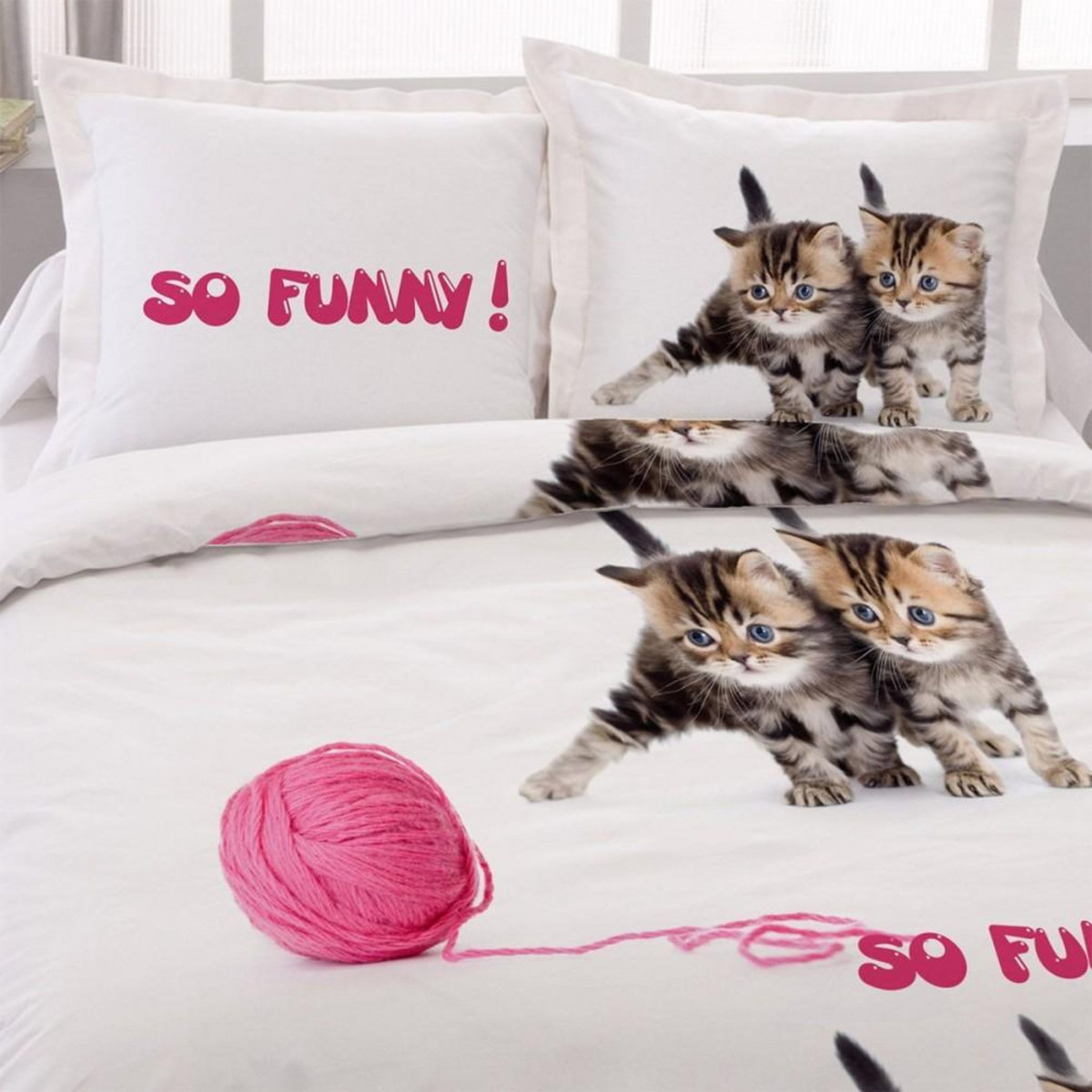 Dourev Housse de couette 240x220 So funny + 2 taies coton 52 fils