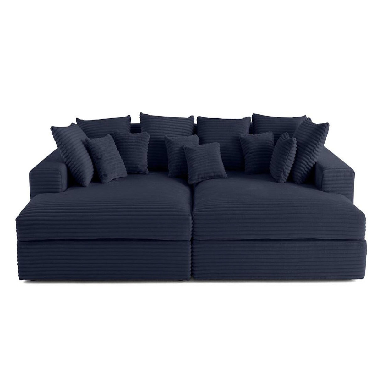 LISA DESIGN Collins - canapé droit 4 places avec double méridienne - assise profonde - velours côtelé grosses côtes