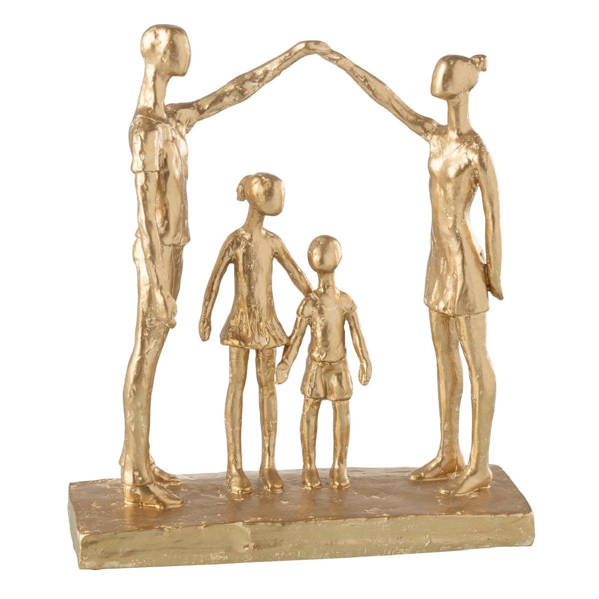 J-LINE Statuette famille jouant  brady  29cm or