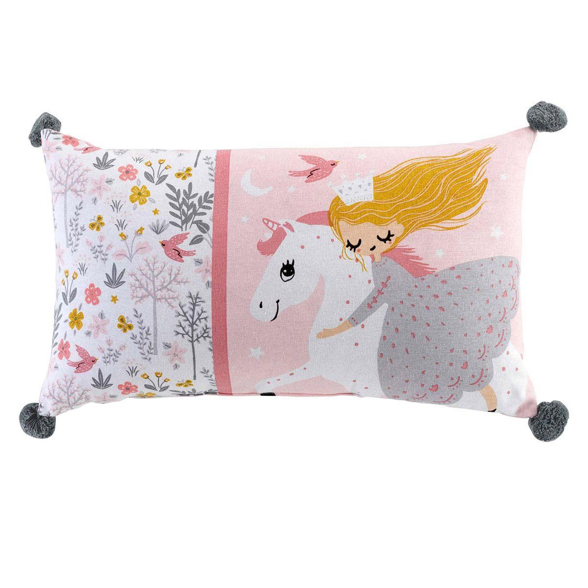 Voir la diapositive 1 : Douceur d'Intérieur Coussin enfant  fée des bois  30x50cm rose
