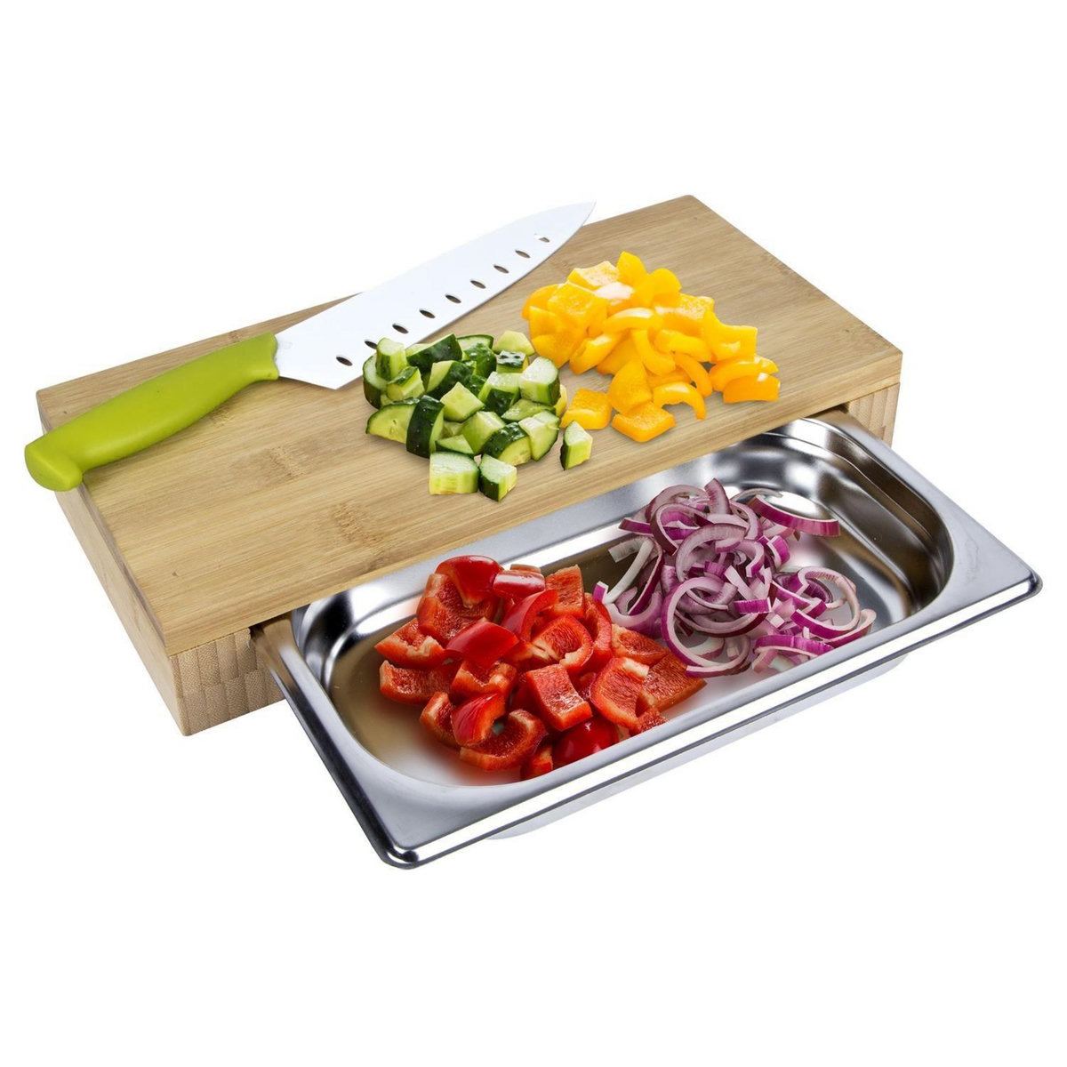 The Home Deco Factory Planche à découper avec tiroir intégré - Marron