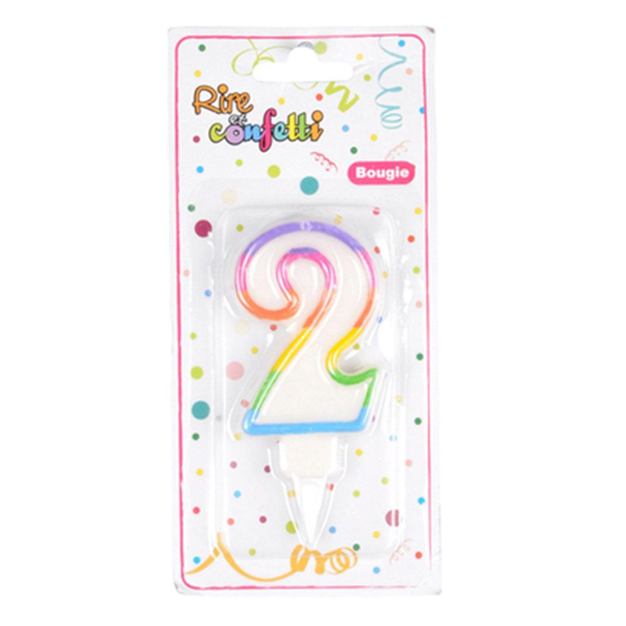 Voir la diapositive 2 : HOMEA Bougie d'Anniversaire  Chiffre 2  7cm Multicolore