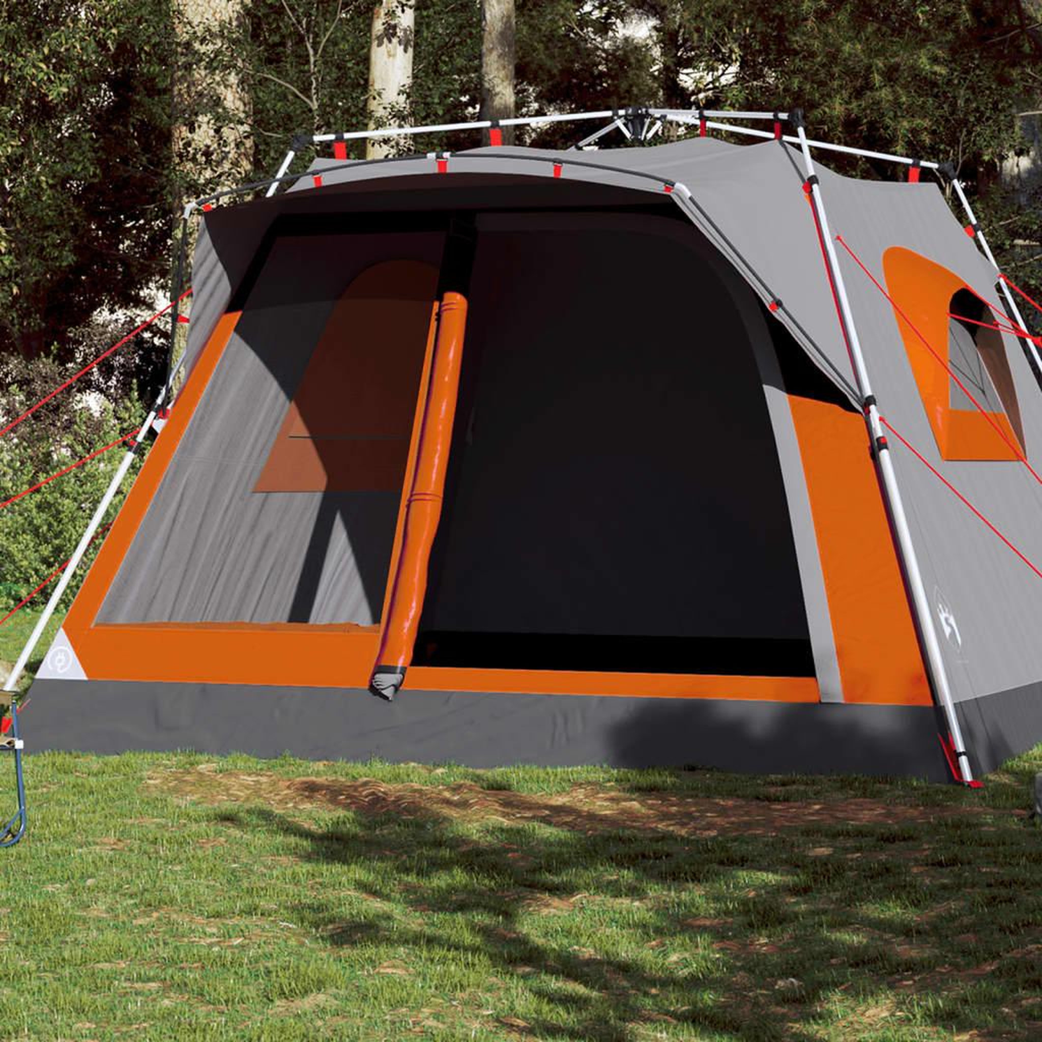 VIDAXL Tente familiale cabine 7personnes gris orange degagement rapide