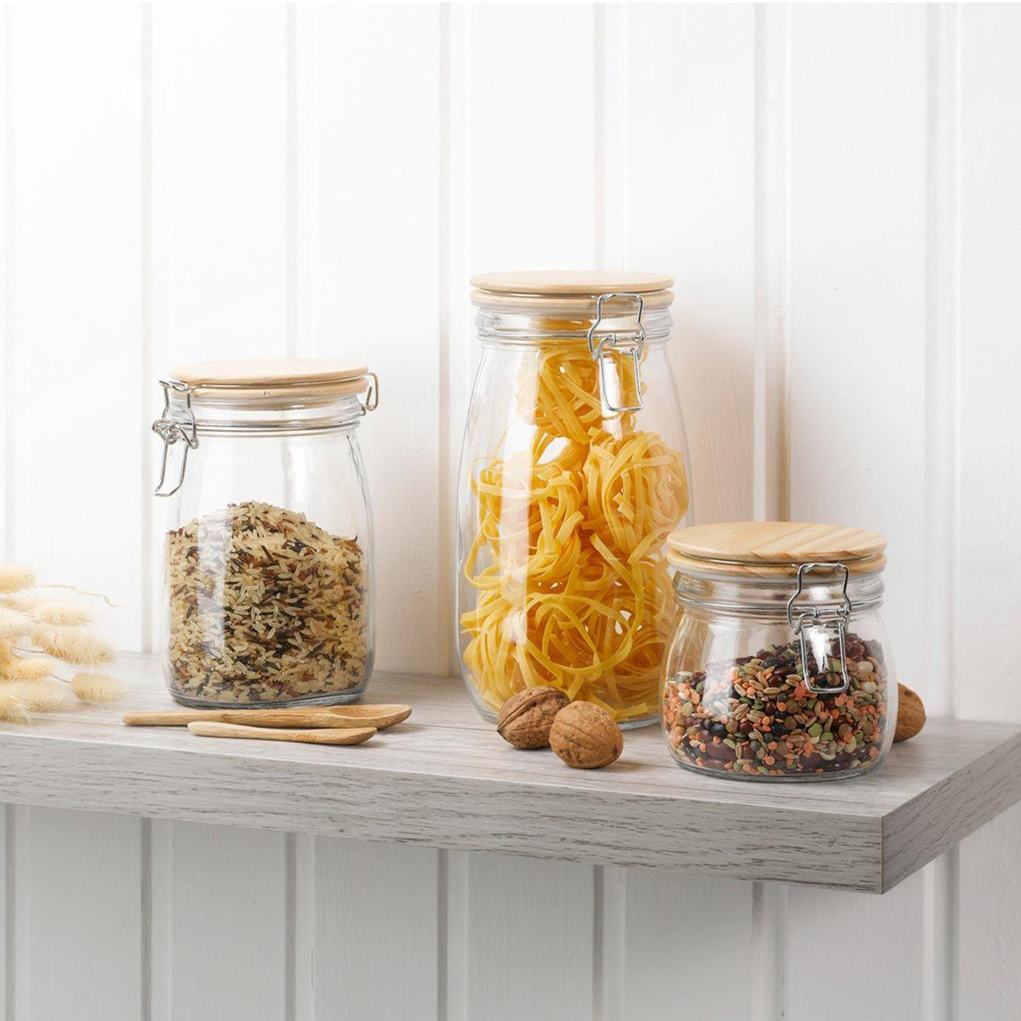 Voir la diapositive 3 : HOMEA Boîte de conservation hermétique  bambou  0,45l beige