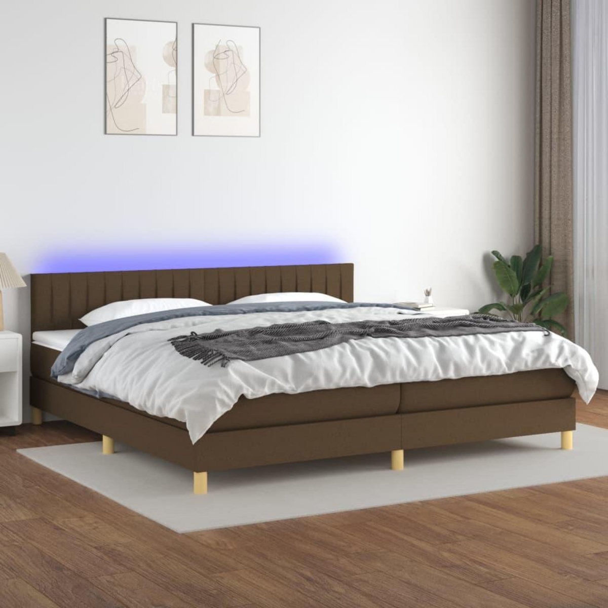 VIDAXL Sommier a lattes de lit matelas et LED Marron fonce 200x200 cm