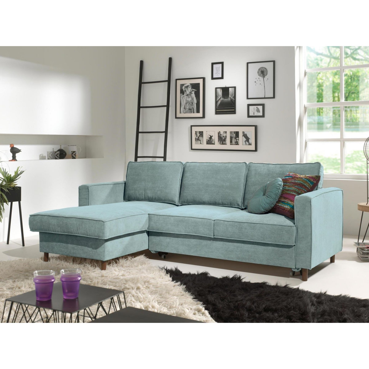 LISA DESIGN Jake - canapé d'angle gauche - convertible avec coffre - 4 places - en velours côtelé