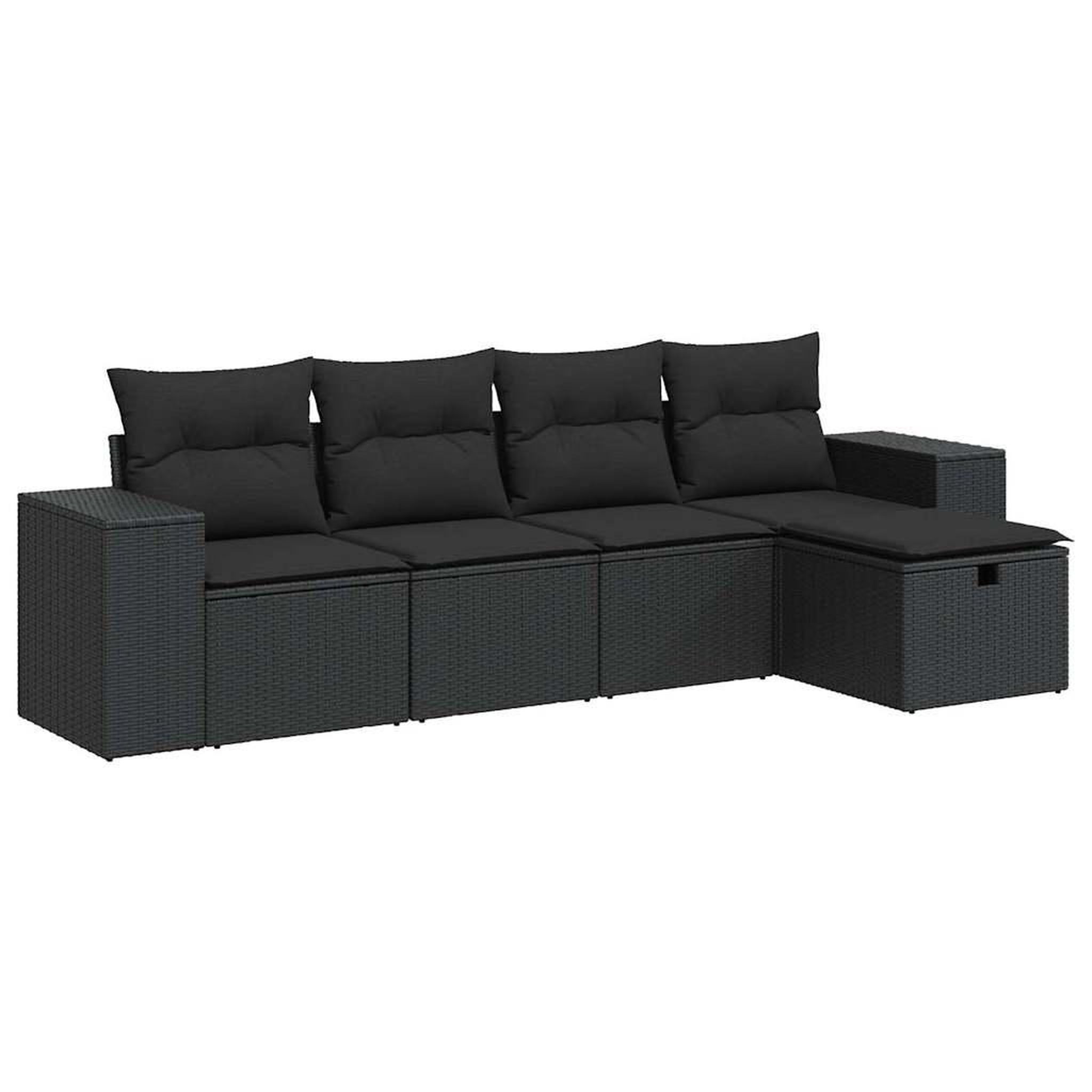 Voir la diapositive 2 : VIDAXL Salon de jardin 5 pcs avec coussins noir resine tressee