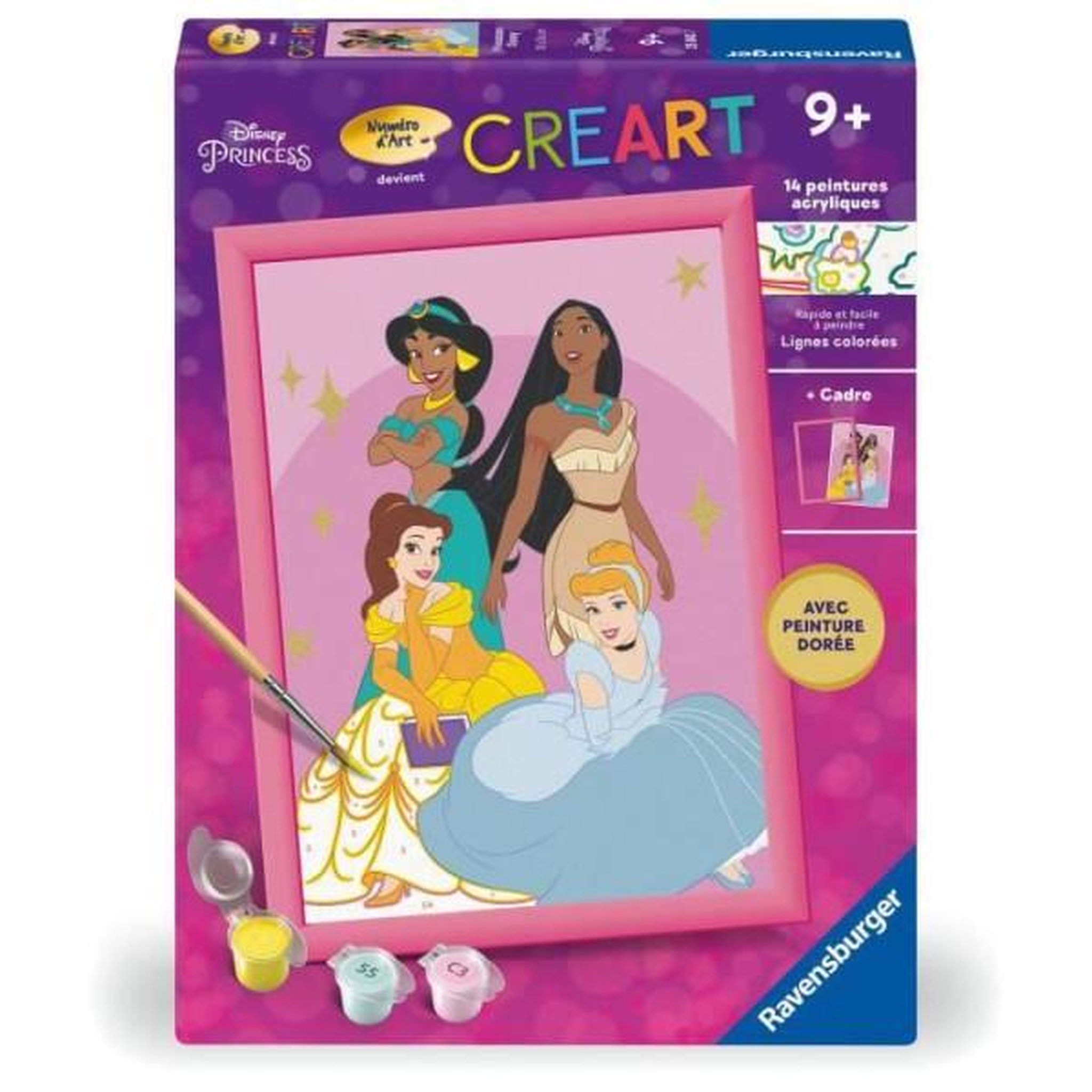 RAVENSBURGER Creart kids 18x24cm disney princess, kit de peinture par numéros numéro d'art, des 7 ans, 25843, ravensburger