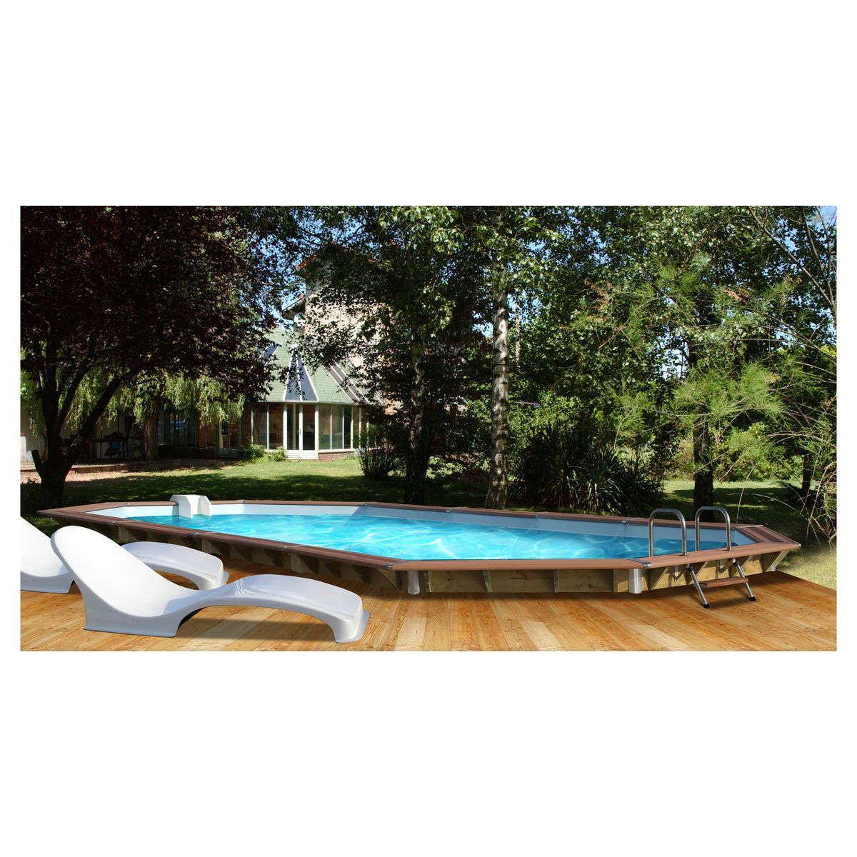WATERCLIP Piscine en bois longitudinale 890x420x129 CALAYAN