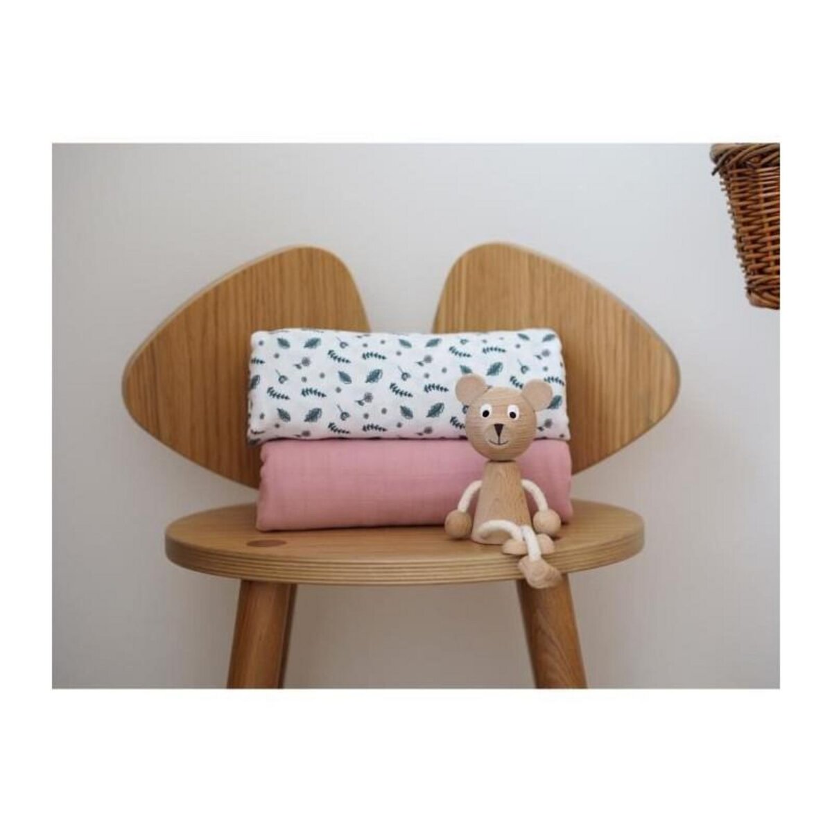 BEABA BEABA, Boite 2 LANGES 120cm -  Vieux Rose / Campagne Florale