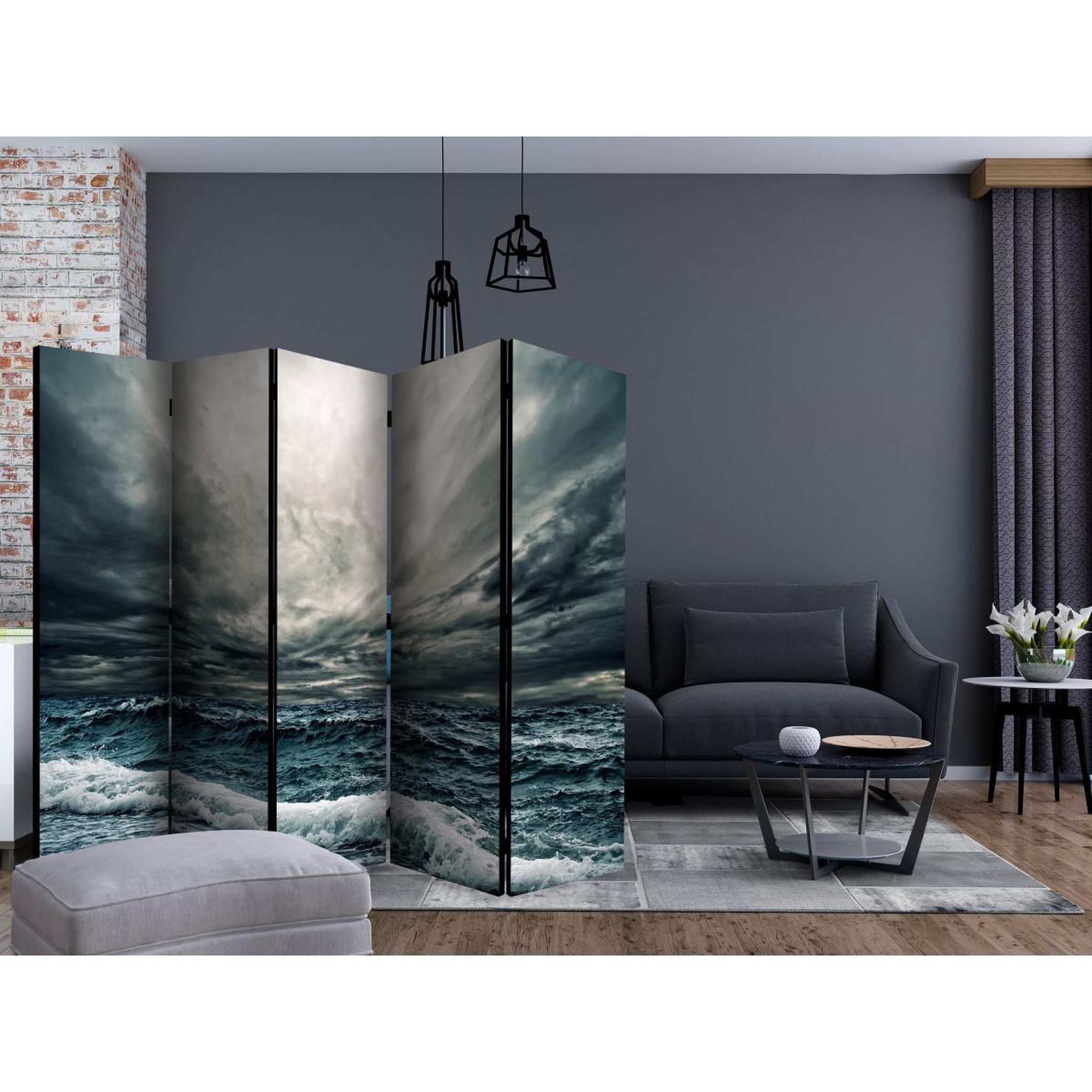 Voir la diapositive 2 : Paris Prix Paravent 5 volets  ocean waves  172x225cm