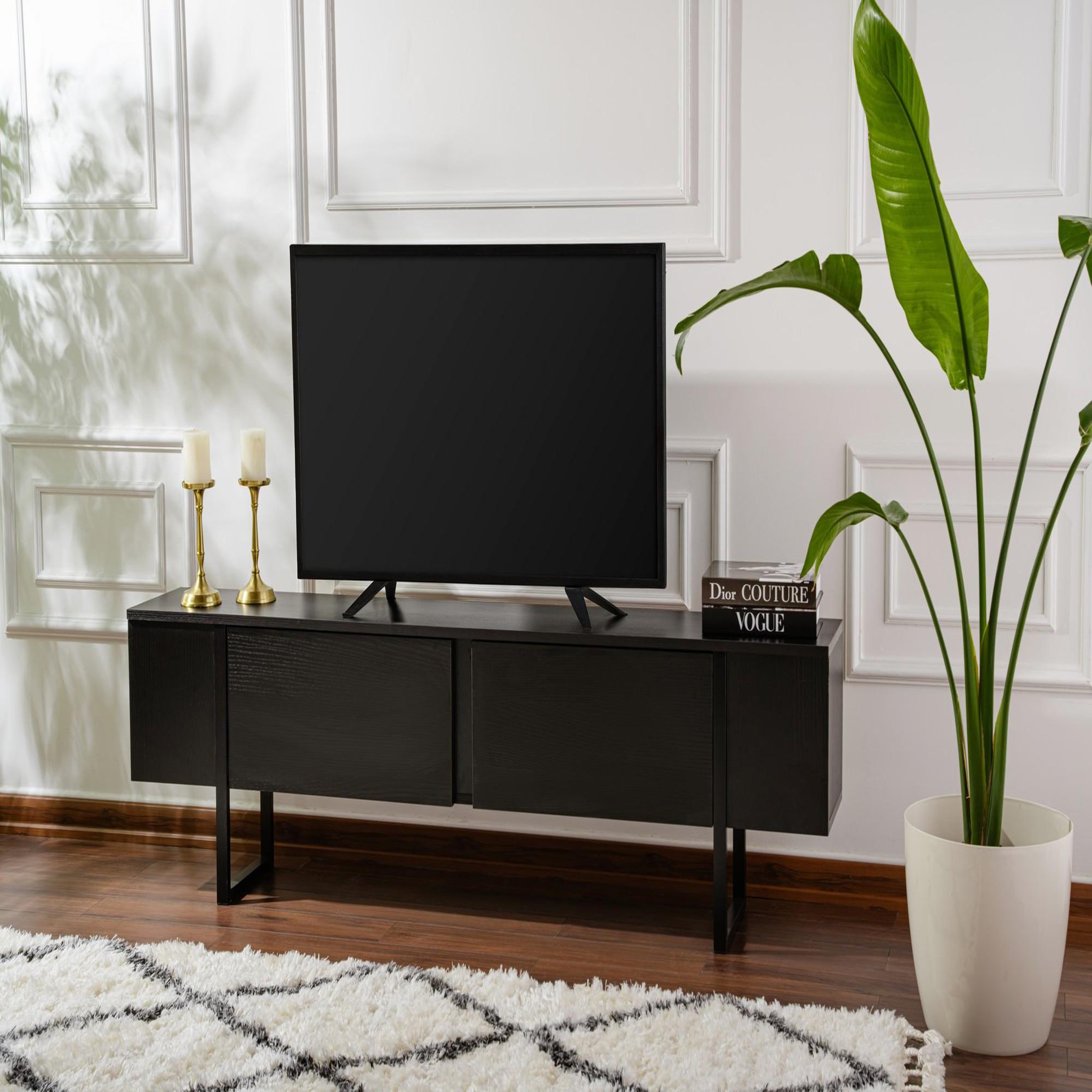 Voir la diapositive 2 : Habitat et Jardin Meuble tv en bois  serenity  - 180 x 29 x 50 cm - noir