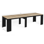 Voir la diapositive 6 : ID MARKET Table console extensible ORLANDO 14 personnes 300 cm bois noir et façon hêtre