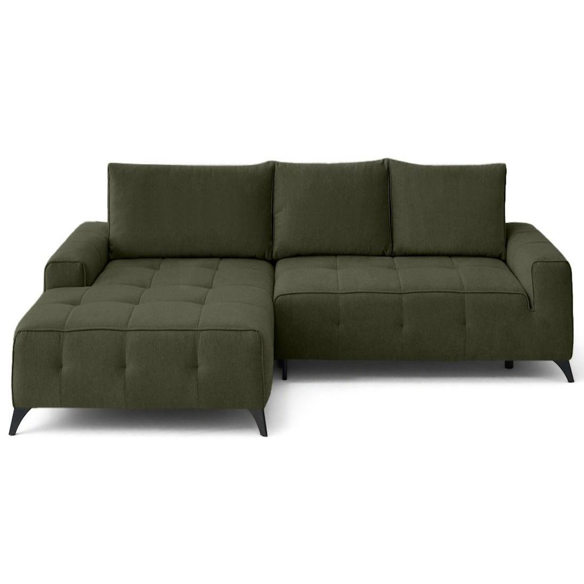 BEST MOBILIER Rimini - canapé d'angle gauche 4 places convertible avec coffre en tissu texturé