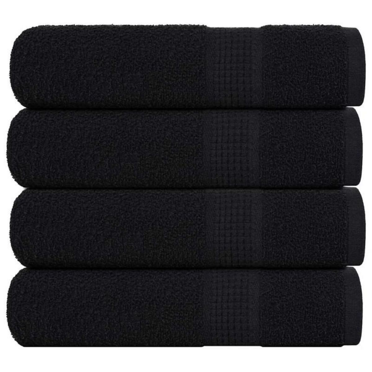 VIDAXL Serviettes de douche 4 pcs noir 70x140 cm 360 g m² 100% coton