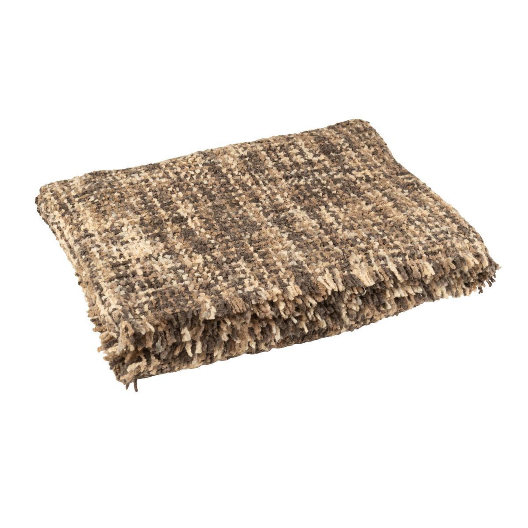 J-LINE Plaid en tweed  cosy  130x180cm marron & beige