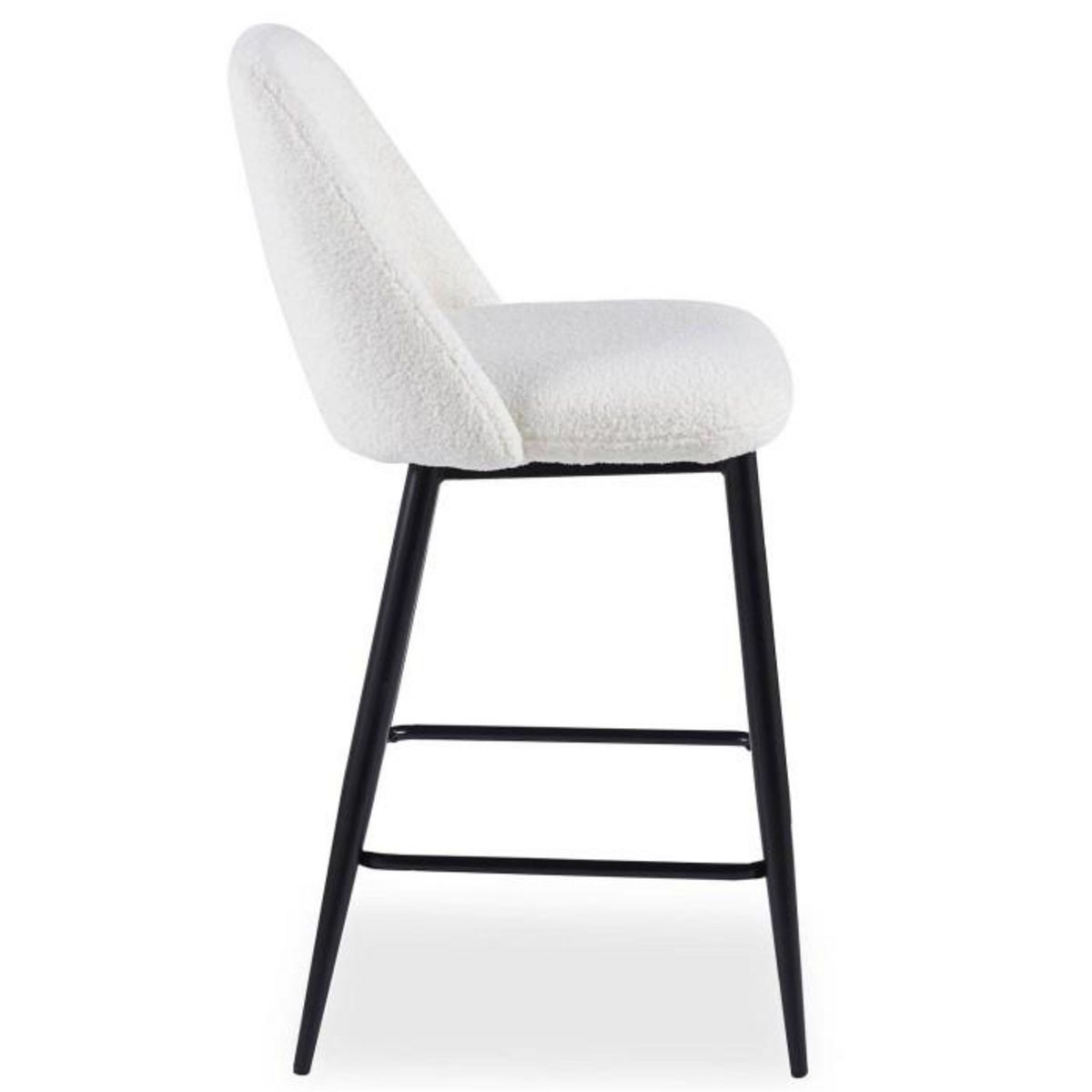 Paris Prix Lot de 2 Chaises de Bar  Bouclette  92cm Crème & Noir