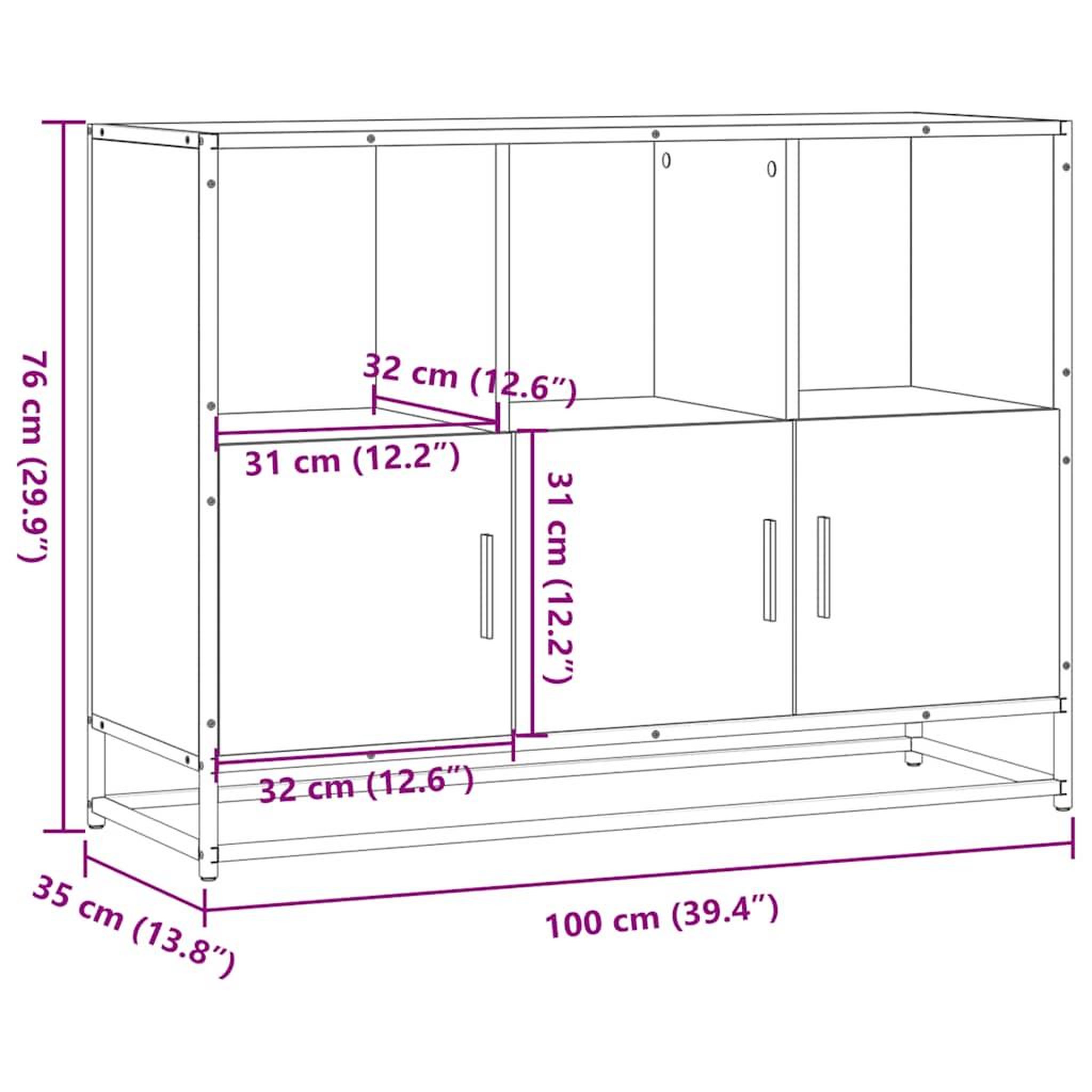 Voir la diapositive 6 : VIDAXL Buffet sonoma gris 100x35x76 cm bois d'ingenierie