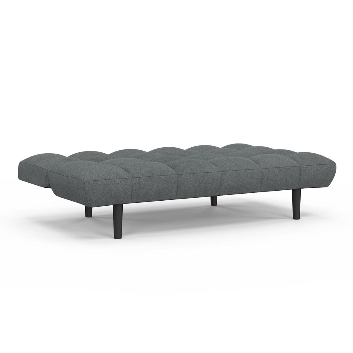 ID MARKET Canapé clic clac 3 places capitonné SALOME en tissu gris anthracite