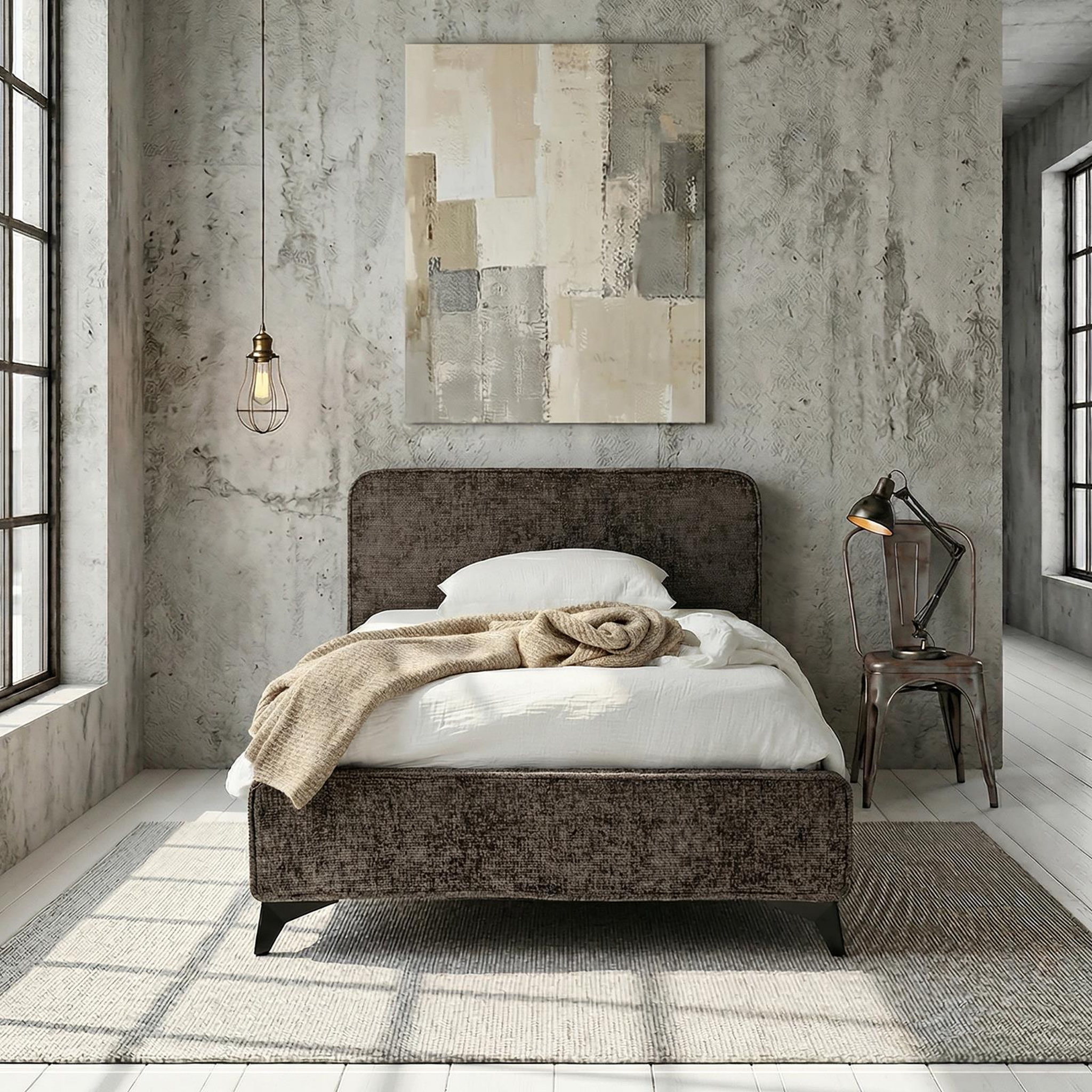 Voir la diapositive 2 : IDIMEX Lit simple leverda 90 x 190 cm, revêtement en tissu