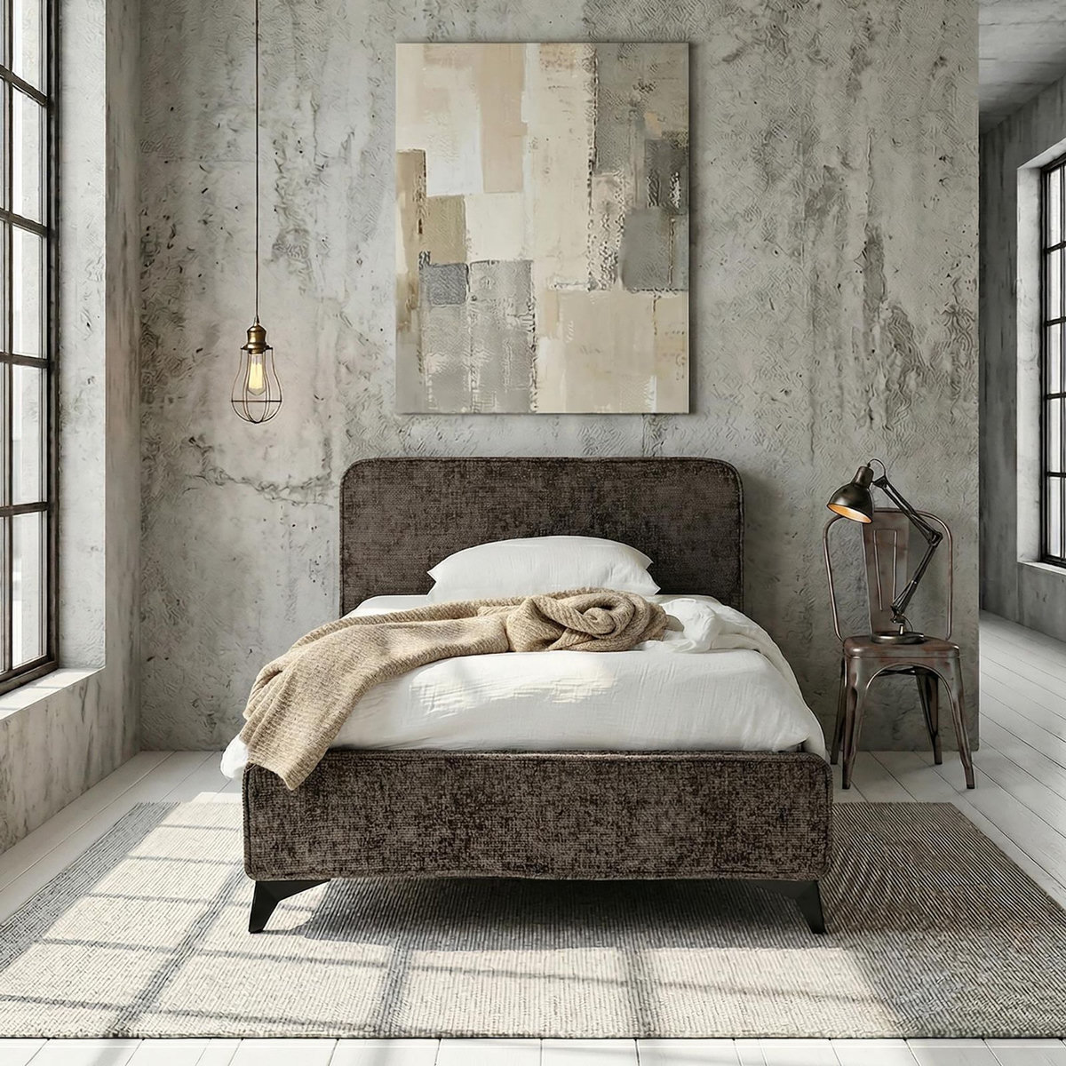 IDIMEX Lit simple LEVERDA 90 x 190 cm, revêtement en tissu
