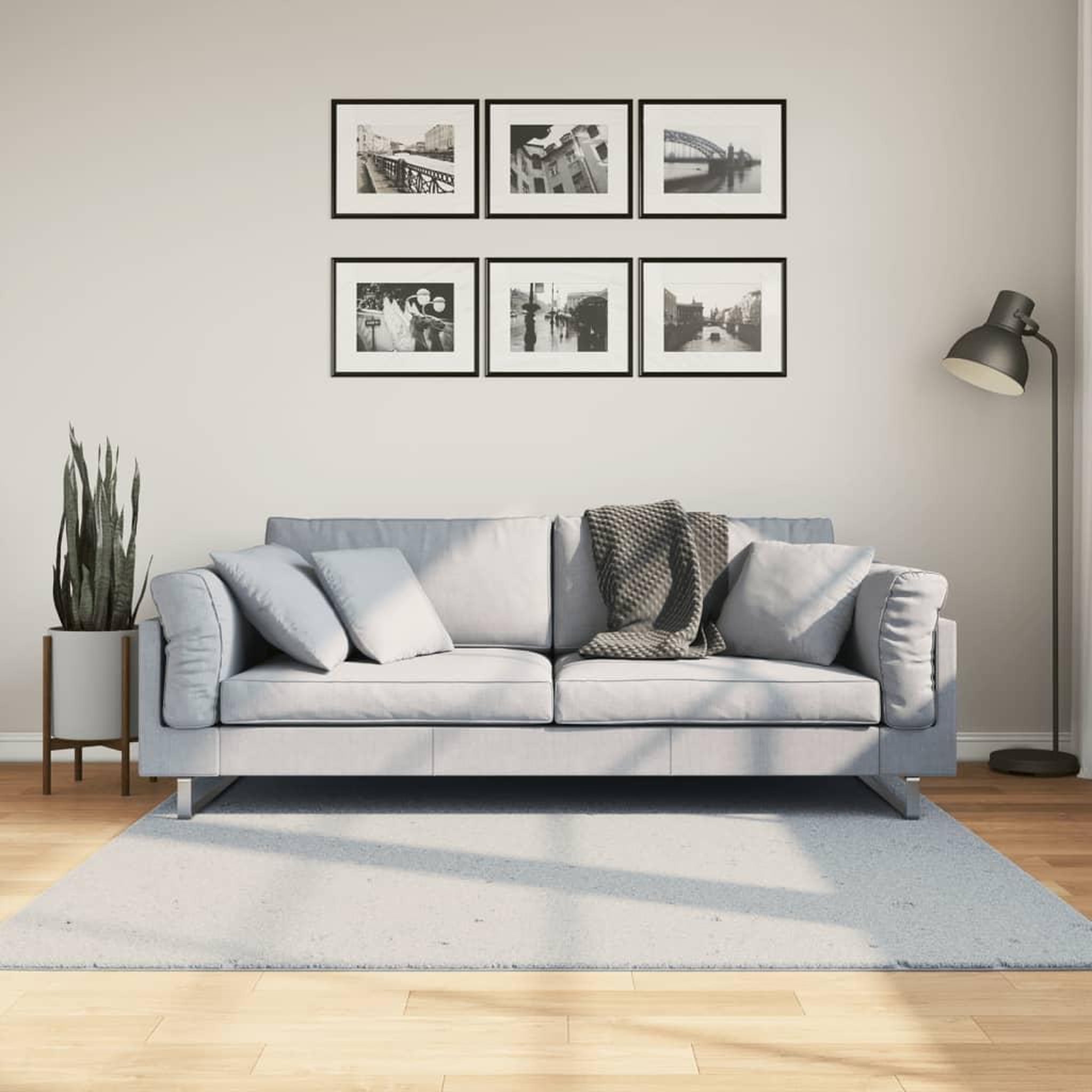 VIDAXL Tapis HUARTE a poils courts doux et lavable bleu 160x160 cm