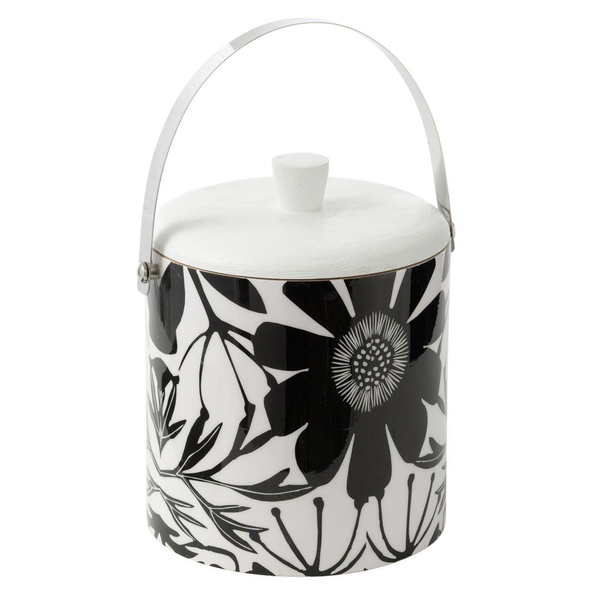 J-LINE Seau à glace en bois  tod  40cm noir & blanc