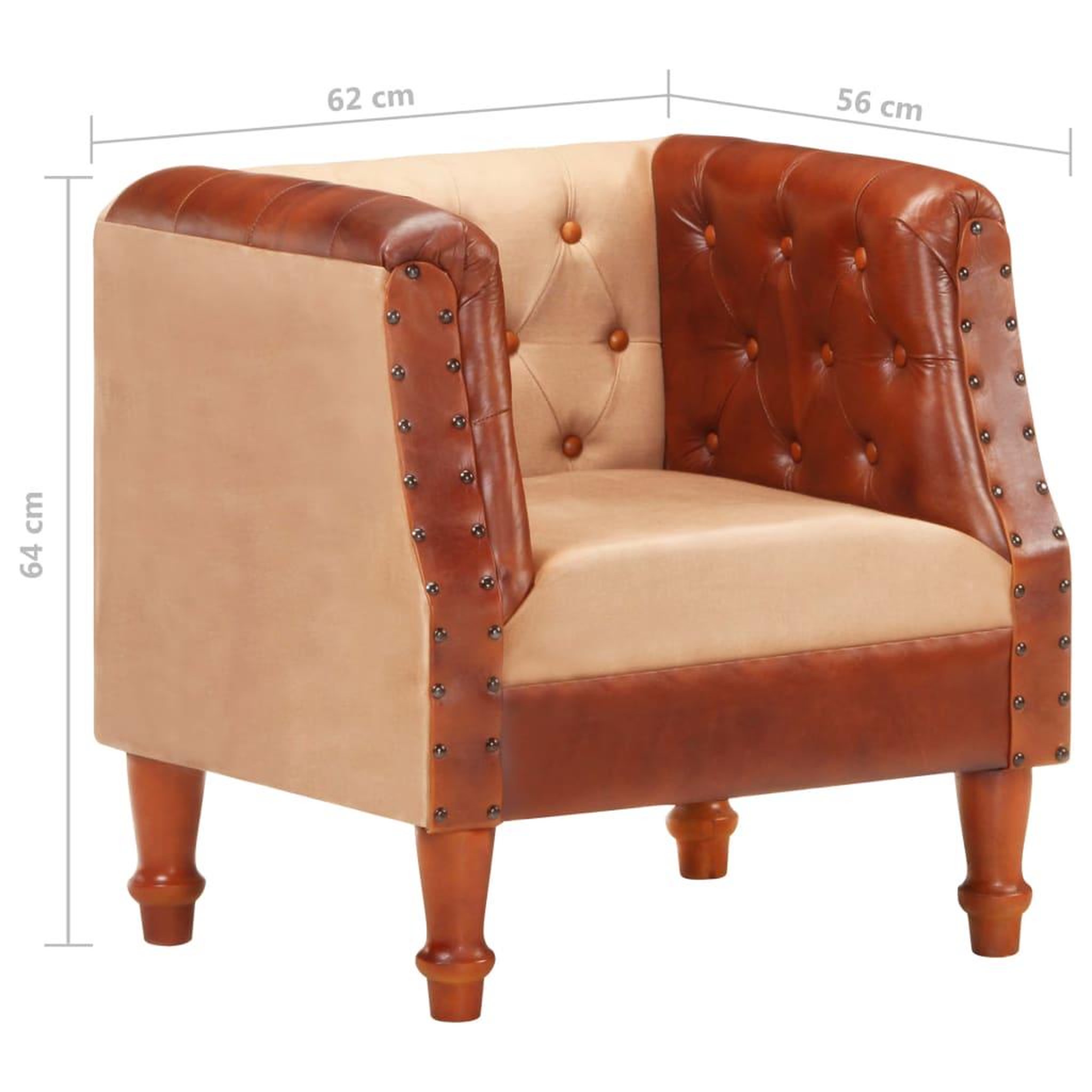 Voir la diapositive 6 : VIDAXL Chaise cabriolet marron cuir veritable bois de manguier massif