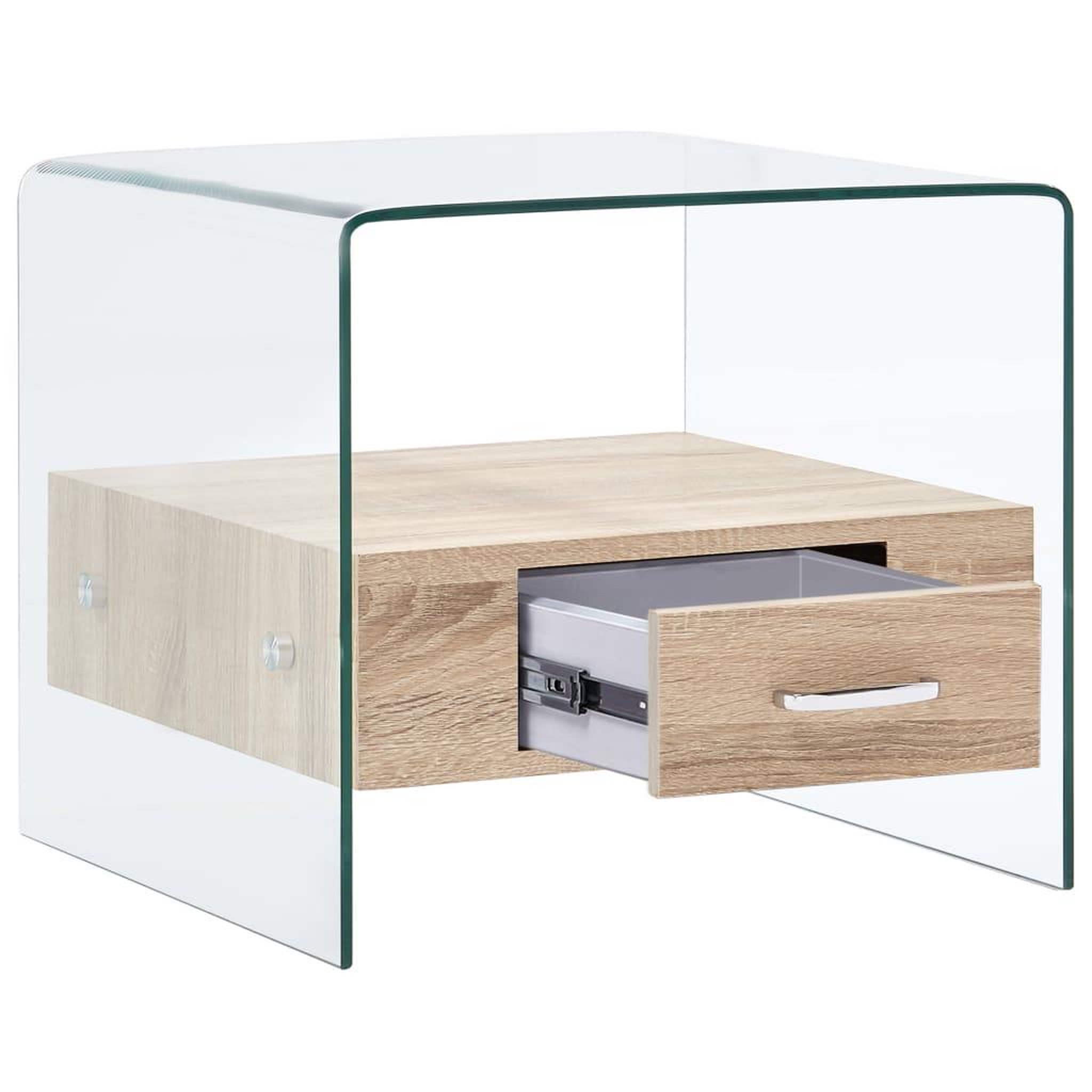 Voir la diapositive 3 : VIDAXL Table basse avec tiroir 50x50x45 cm verre trempe